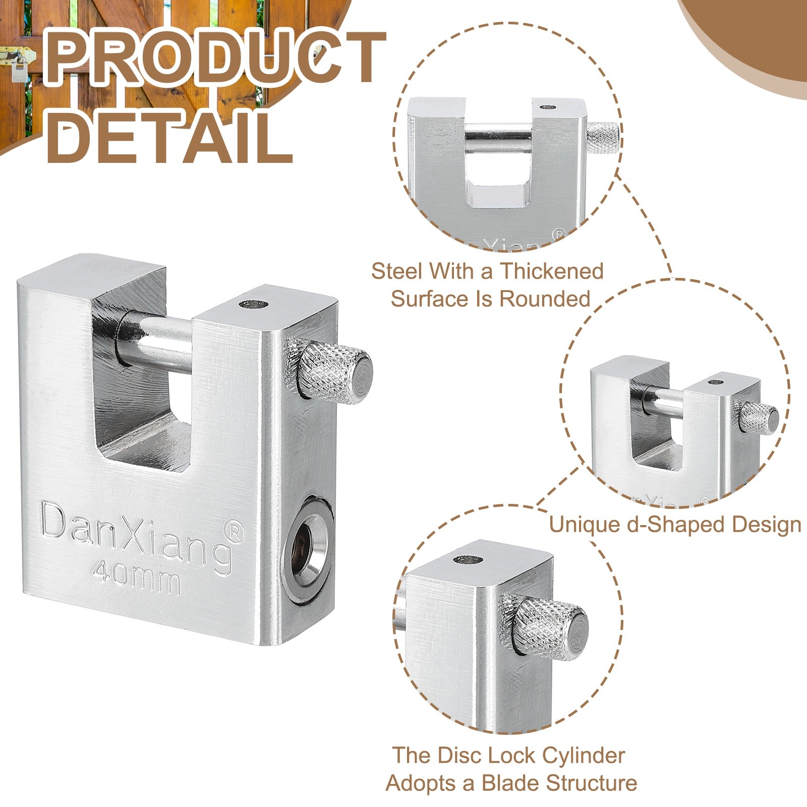 2Pcs 1.6″ High Security Padlock Steel D-Shaped Heavy Duty Locks w 4 Keys