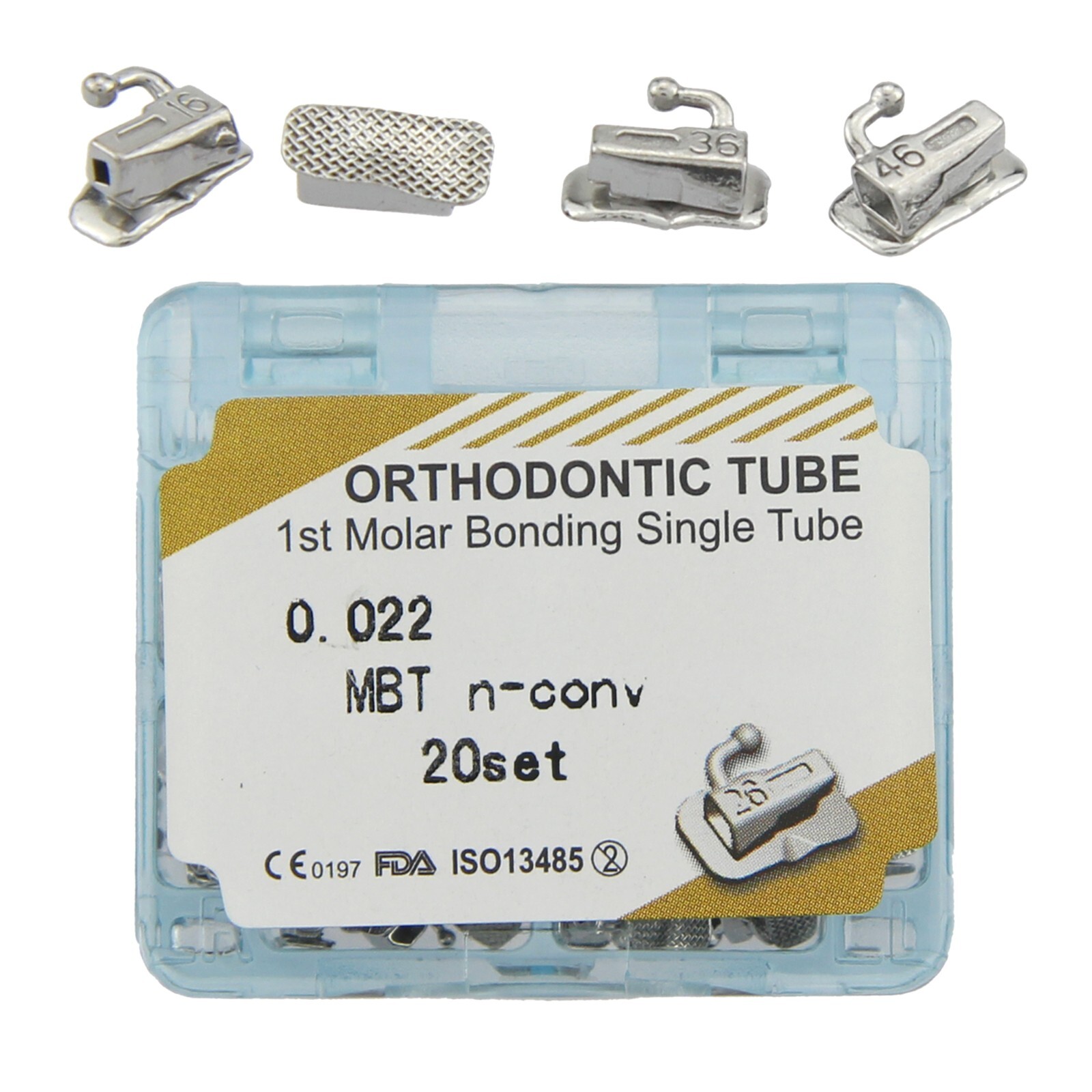 20 Sets Dental Orthodontic Buccal Tubes 1st 2nd Molar MBT Roth 022 Bondable Mesh