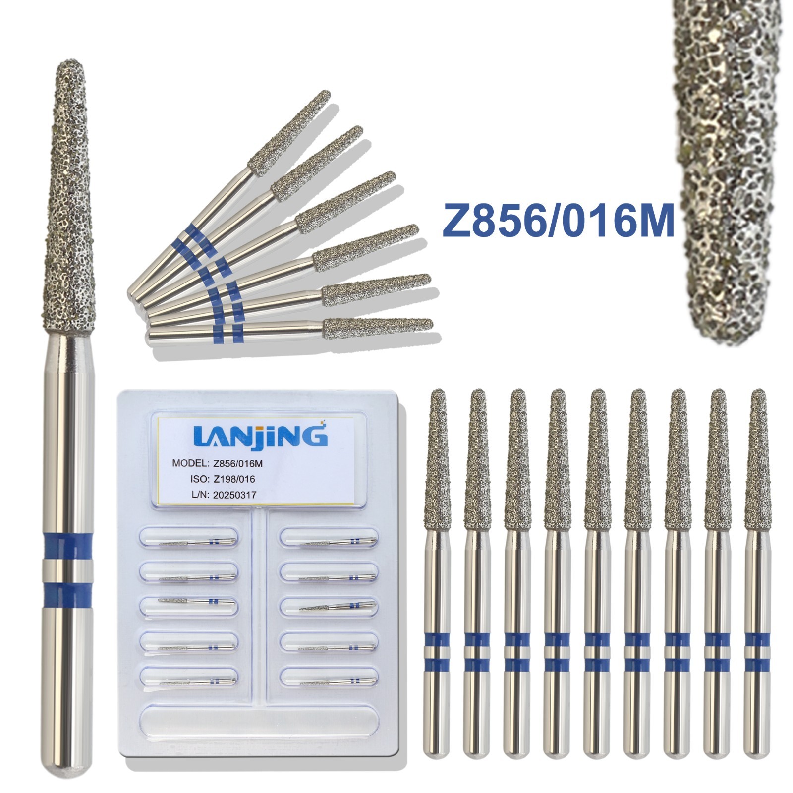 Zirconia Cutter Diamond Crown Removal Bur Round End Taper Medium Grit Z856/016M