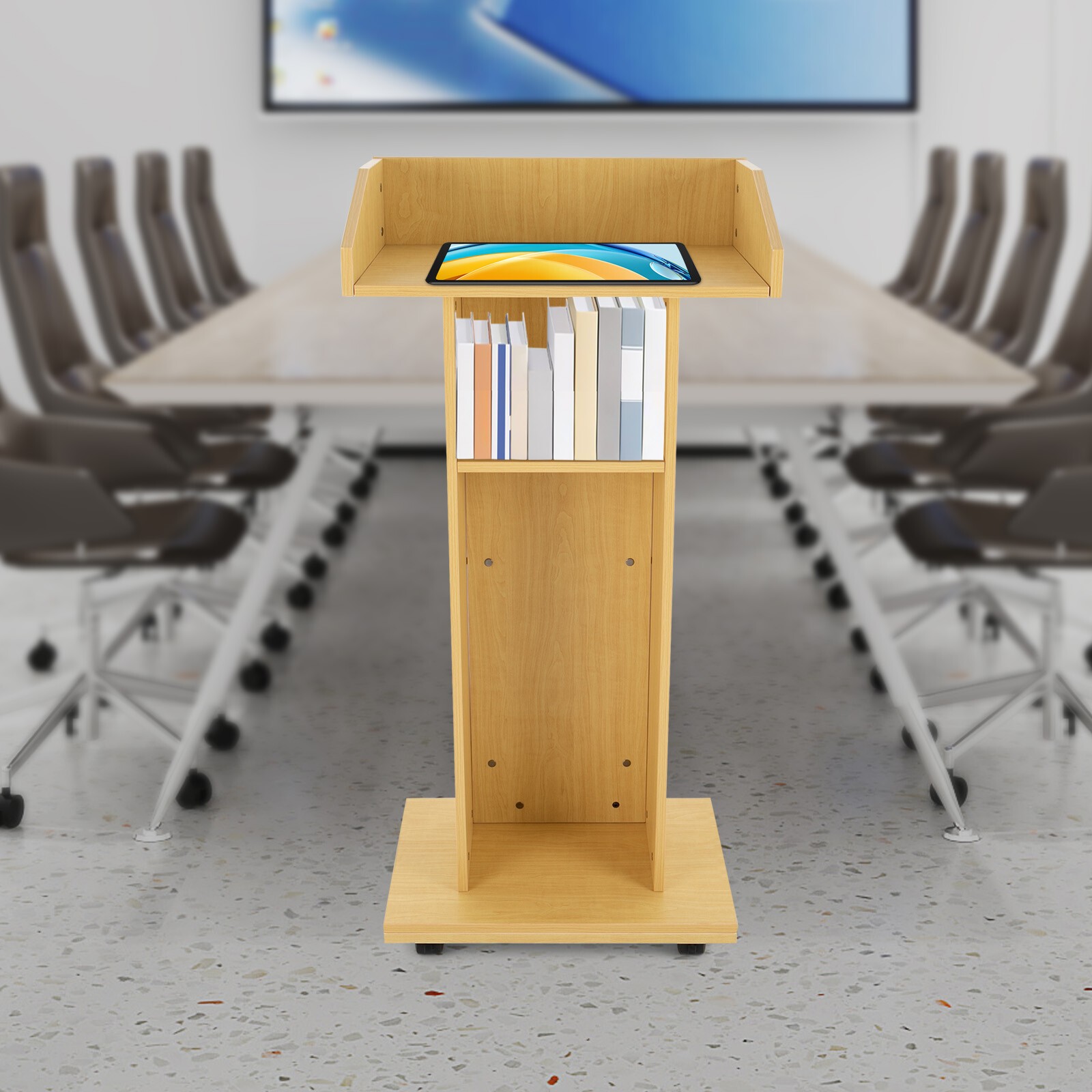Mobile Conference Presentation Stand, Portable Classroom Standing Desk Podiums