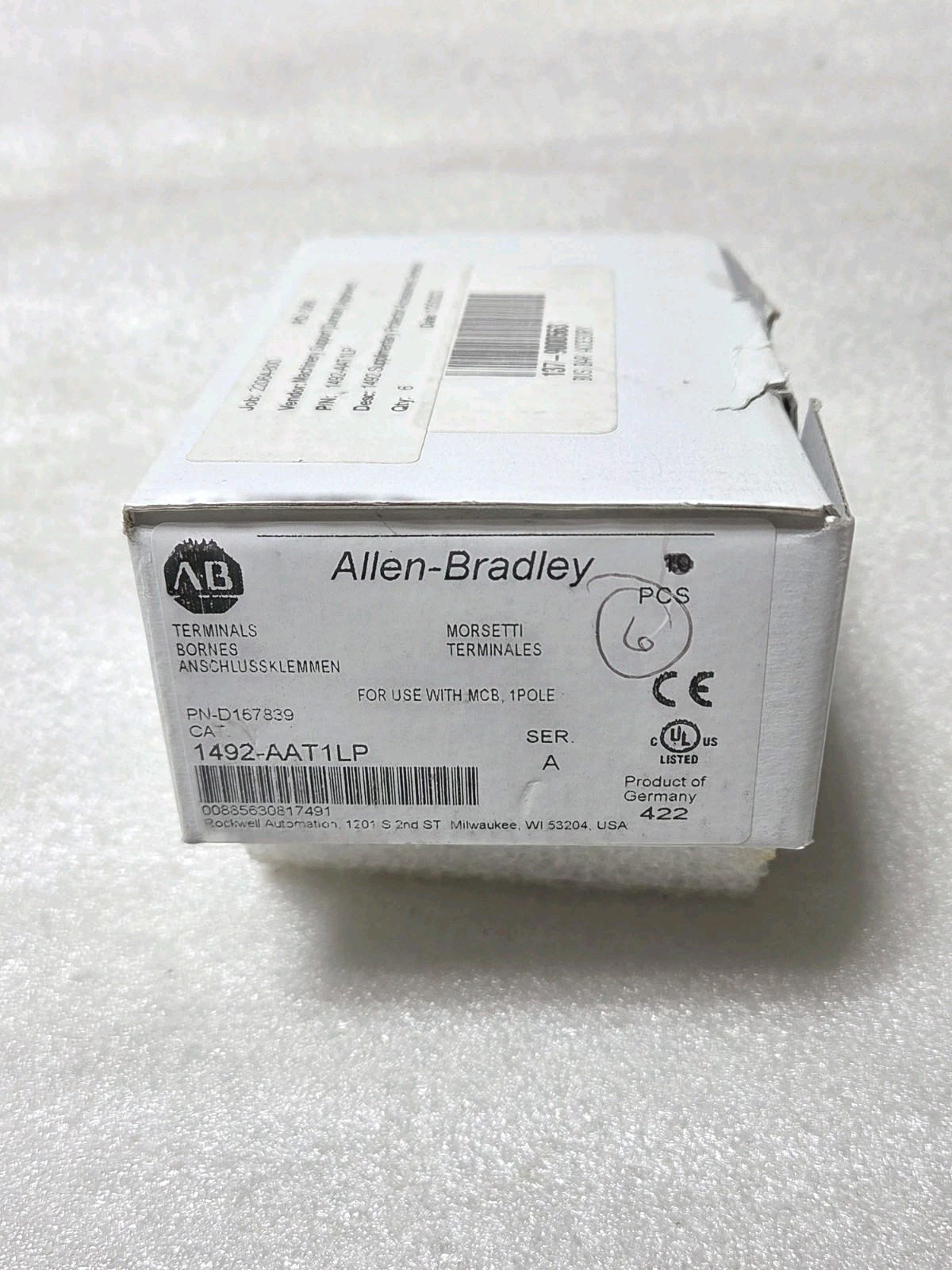 6 Pcs.- Allen Bradley 1492-AAT1 Ser. A Terminal Power Feed,Offset Bus Bar N£W