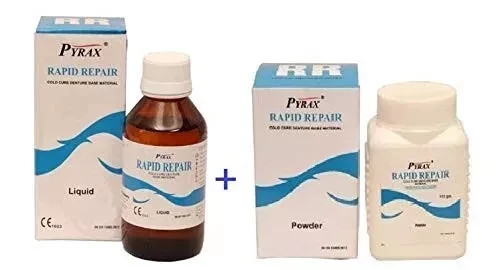 Rapid Repair Self Cure Liquid 100 ml Powder 100 gm For Acrylic Denture Pyrax