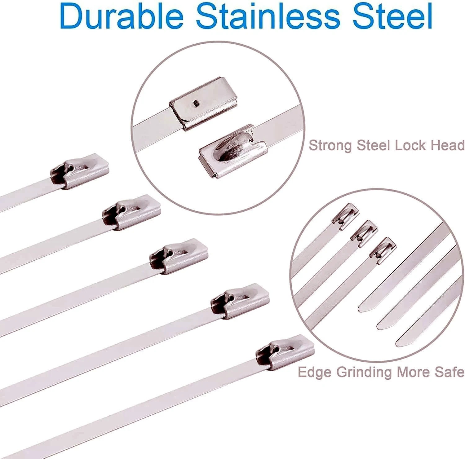 100-36″ 304 Stainless Steel Metal Zip Ties Self Locking Heavy Duty (4.6mm) Cable