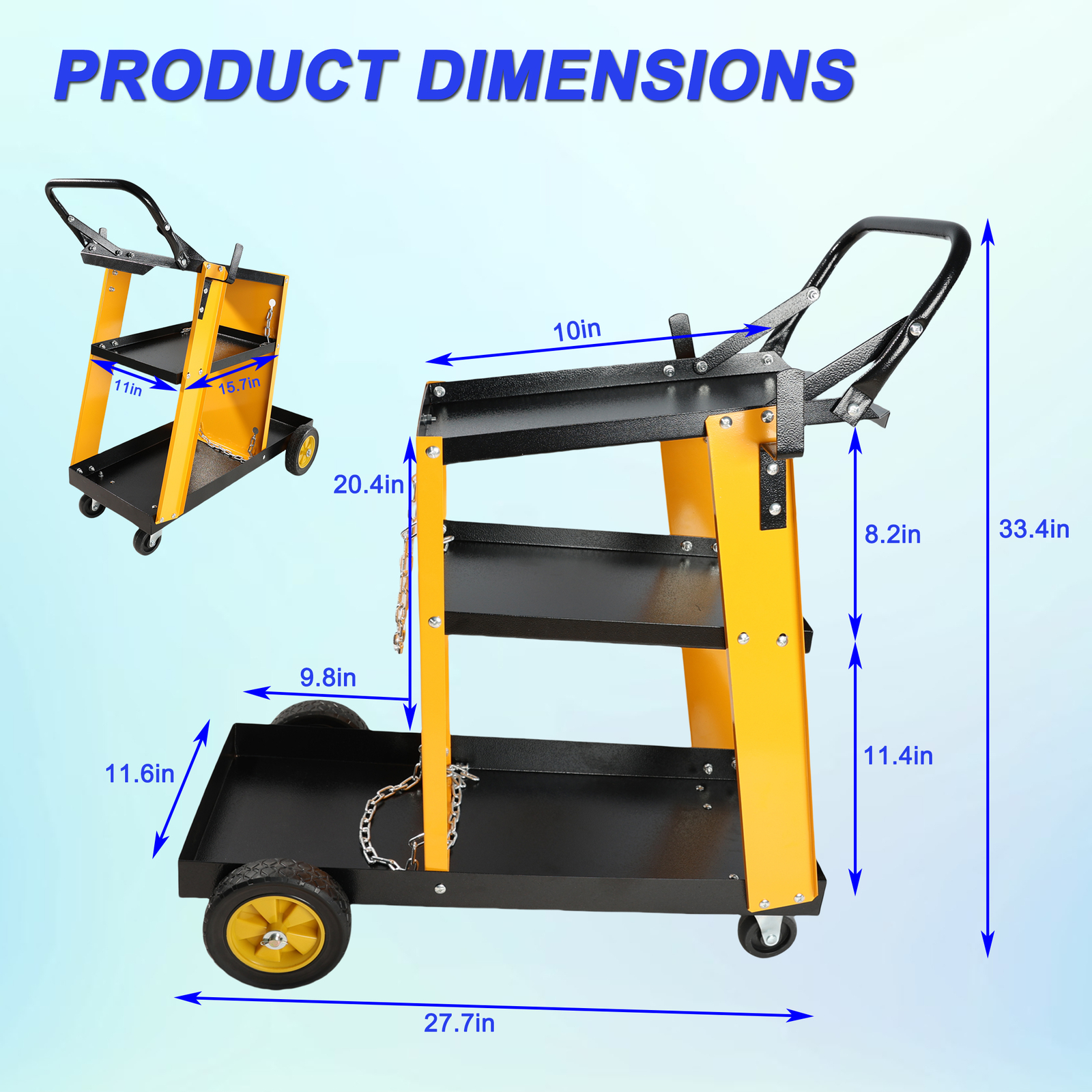 Welding Cart 3 Tiers 200 LBS Welder Welding Cart with 360° Swivel Wheels New