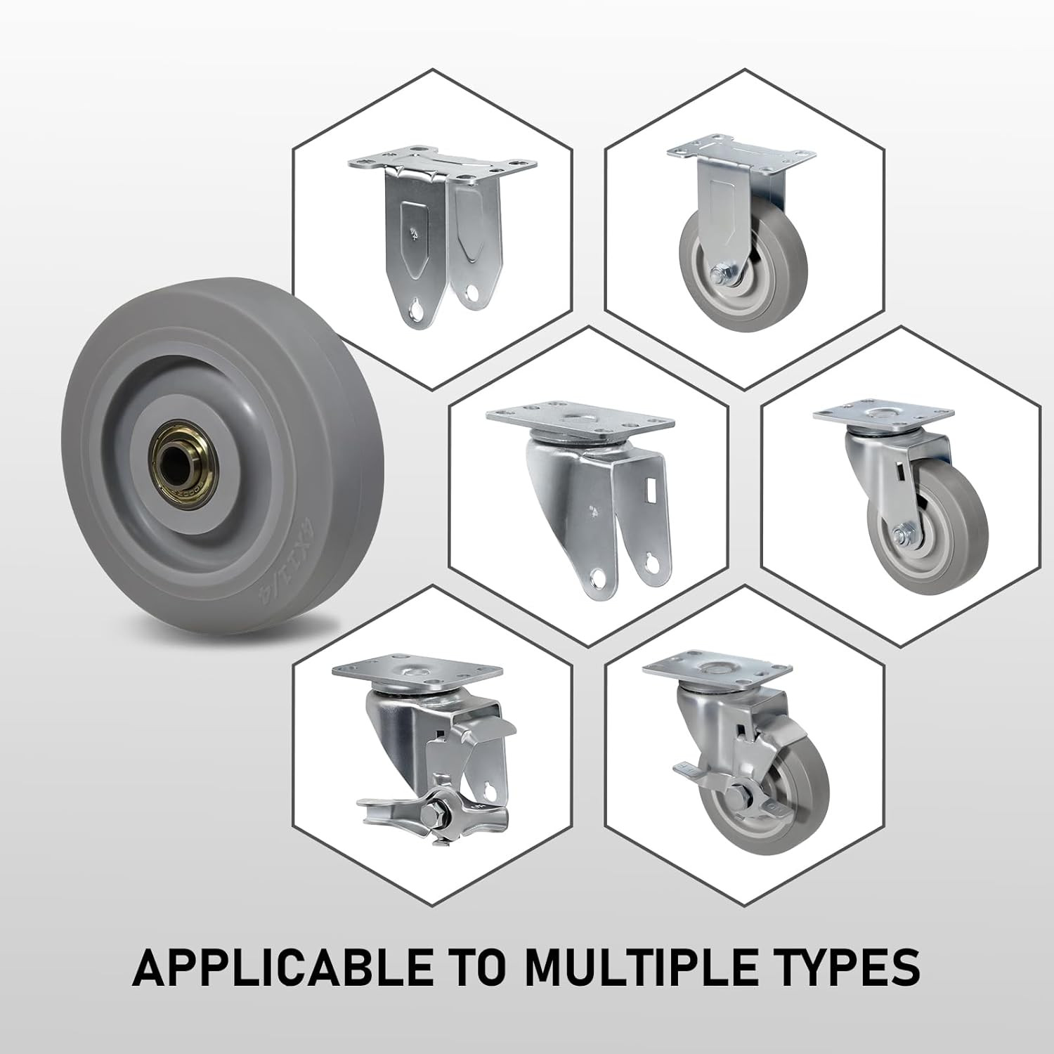 4 Inch Thermoplastic Rubber Caster Wheels (Set of 4) – Heavy Duty, Precision Bea