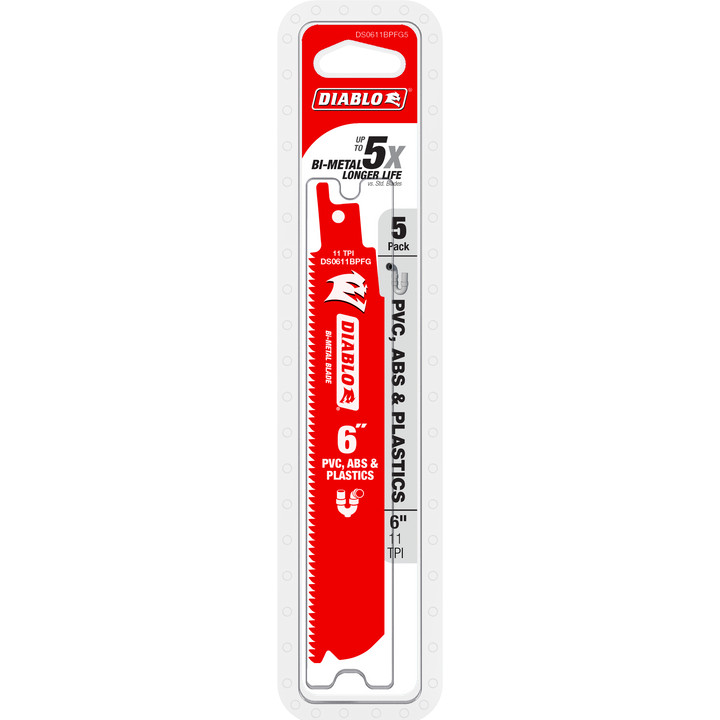 FREUD DS0611BPFG5 Reciprocating Saw Blade 6″ Bi-Metal 11 TPI for PVC/Plastic