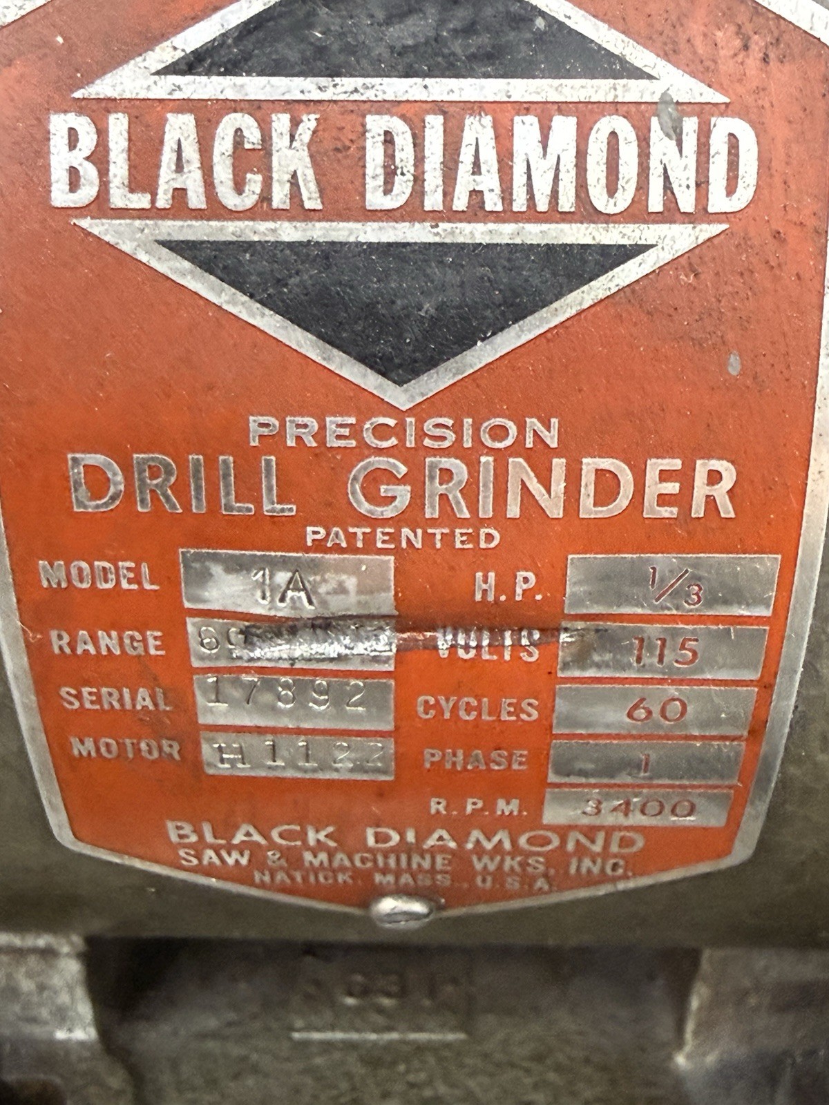 Black Diamond Precision Drill Grinder Model 1A