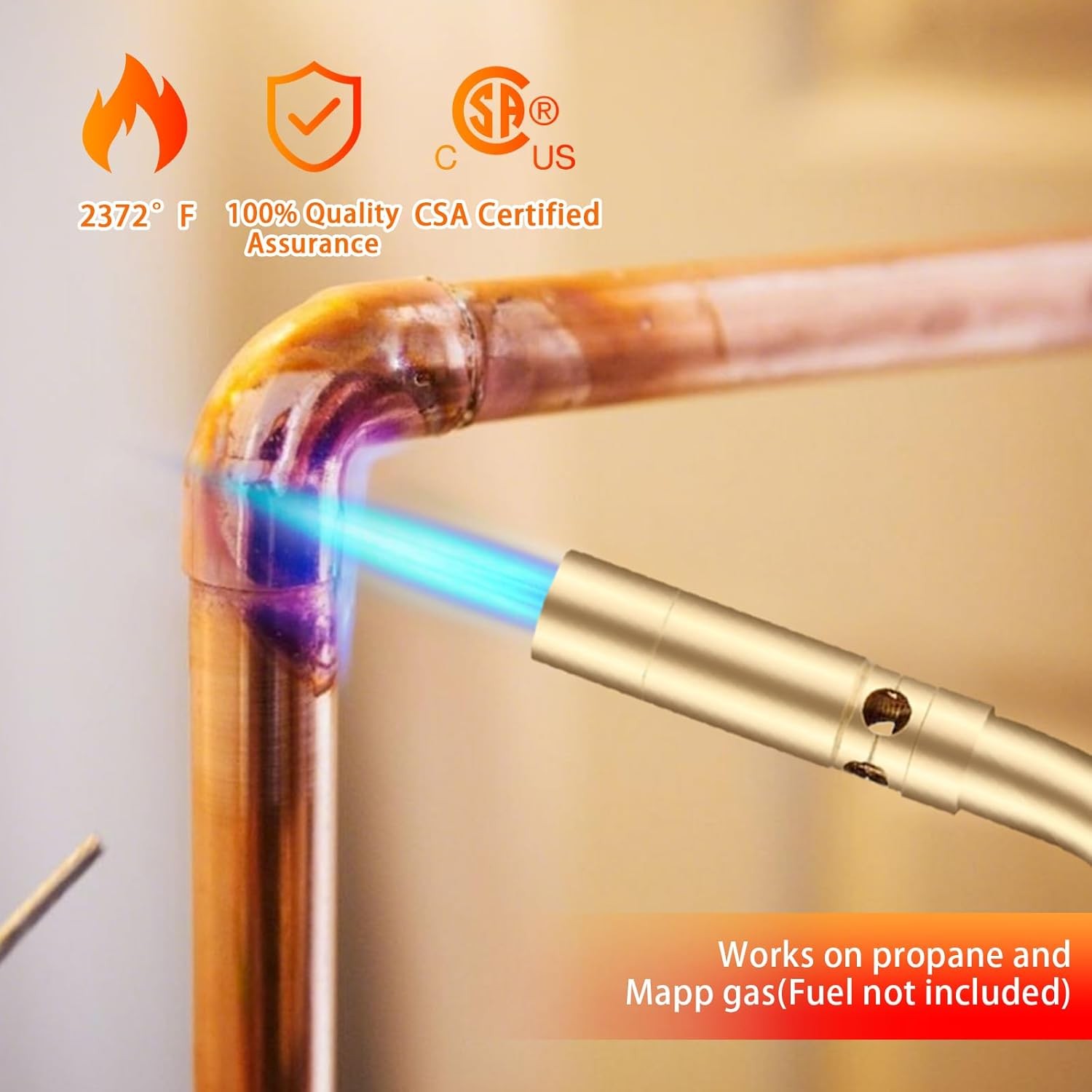 Manual Start Propane Torch Head Solid Brass Brazing Torch Fuel CGA60 Propane