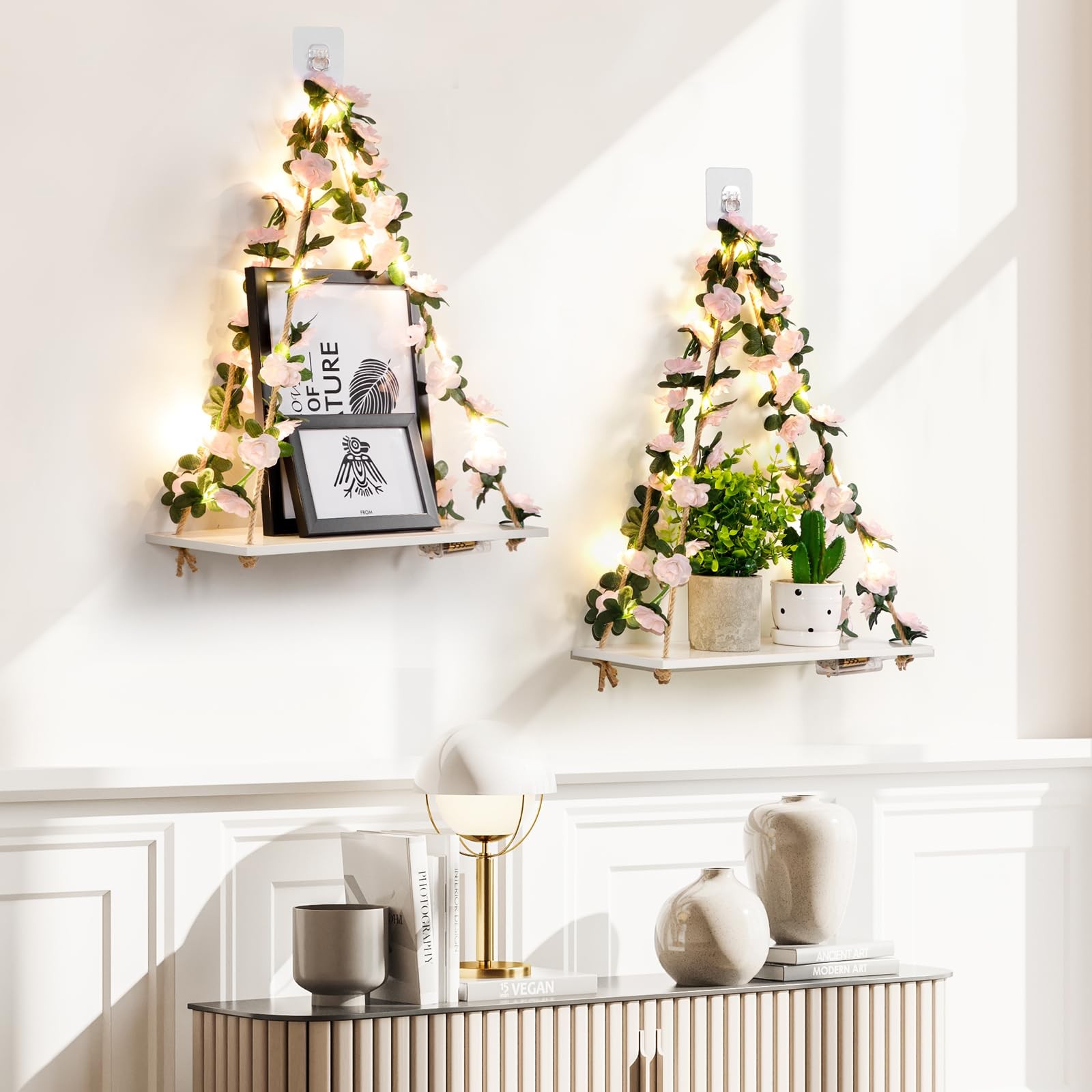 EXIN DECHEN Floating Shelves for Wall No Drilling,Wall Shelves,Hanging Shelf,Lea