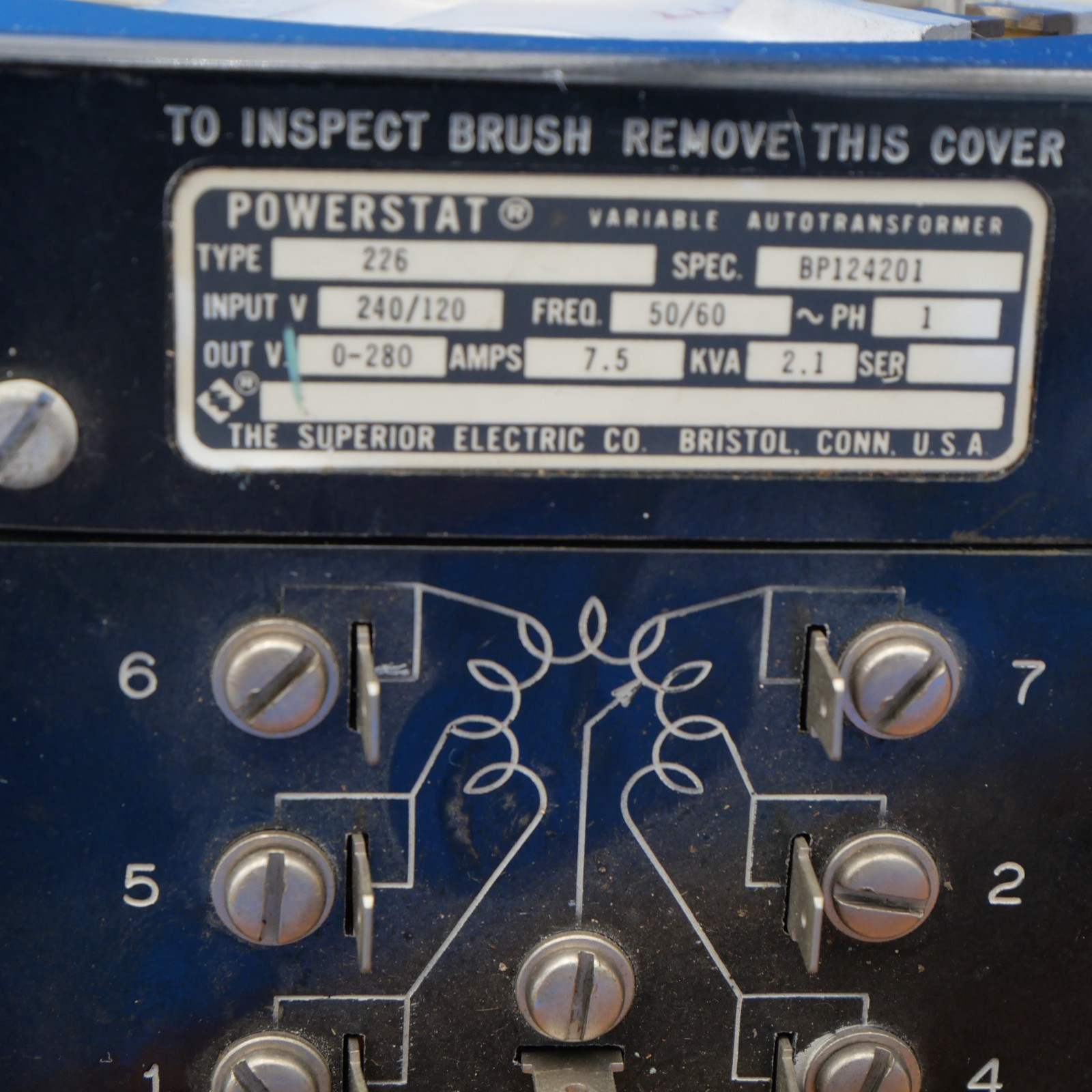 POWERSTAT 226 / 226U VARIABLE AUTOTRANSFORMER 240/120 7.5 amp