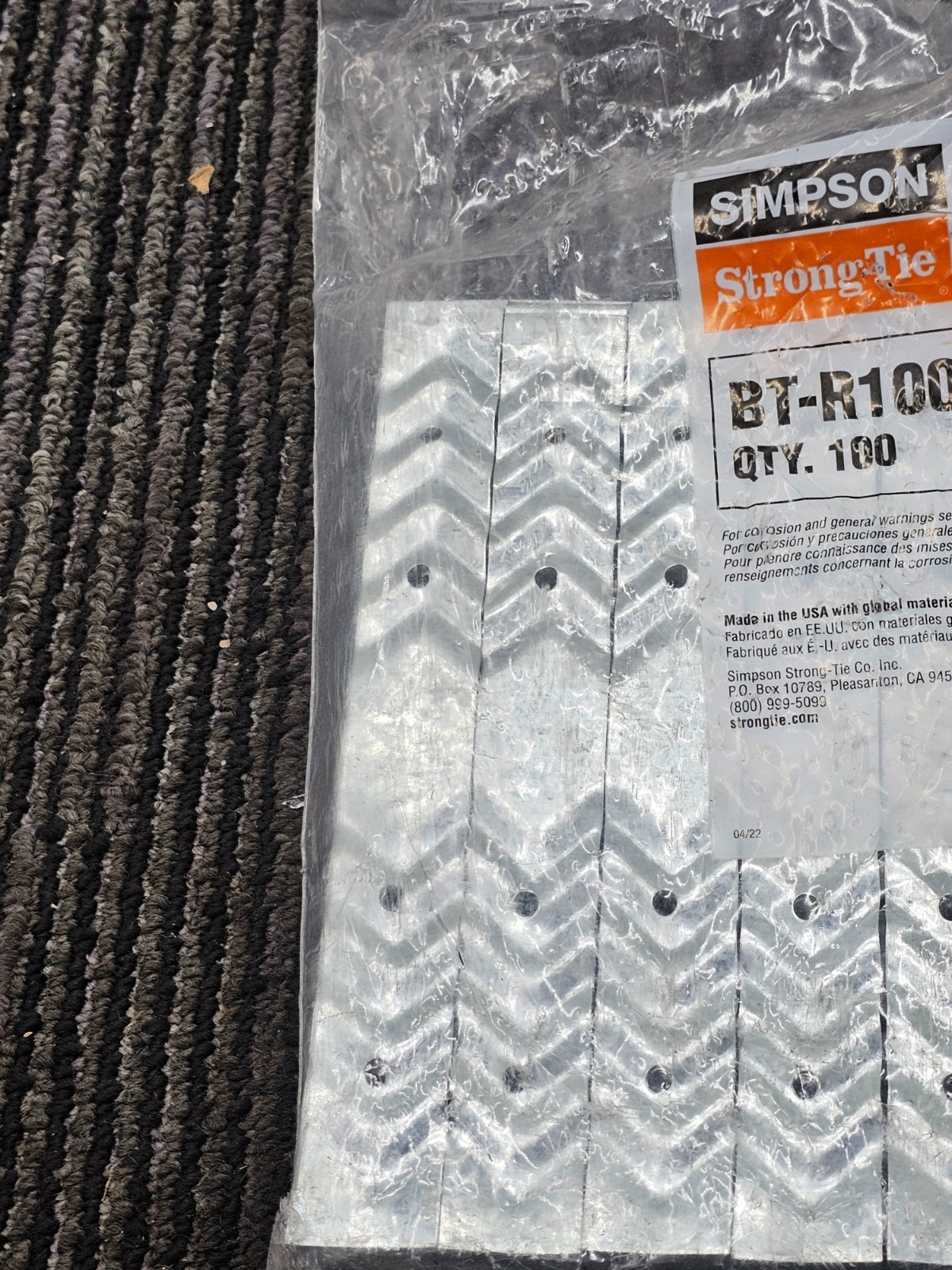 (QTY 100) Simpson Brick Ties BT-R100 6-11/16″ by 7/8″ Strong Tie Brick Strap