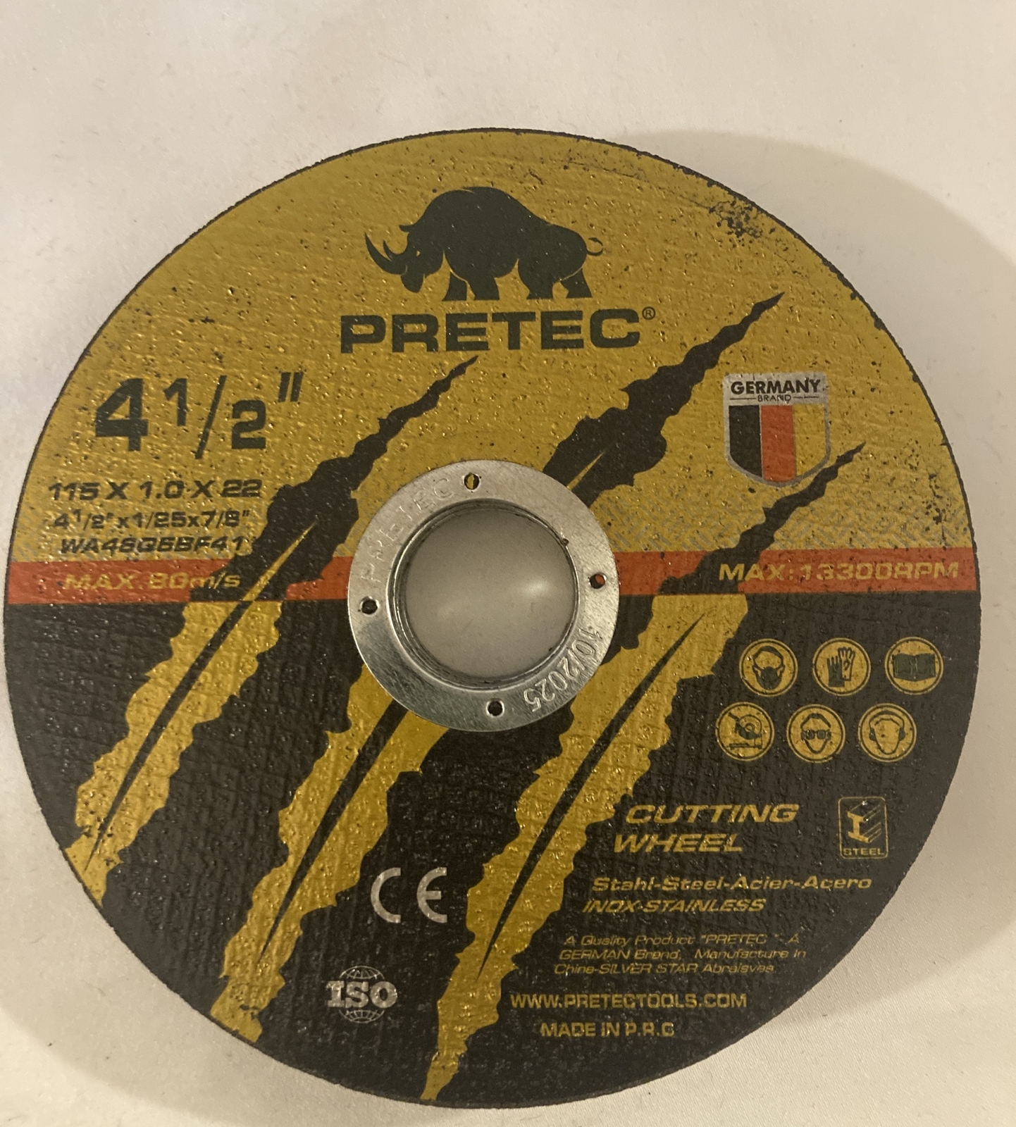 Pretec 10 Pack – 4 1/2″ Grinding Wheel 4 1/2″×1/4″×7/8″ For Grinders