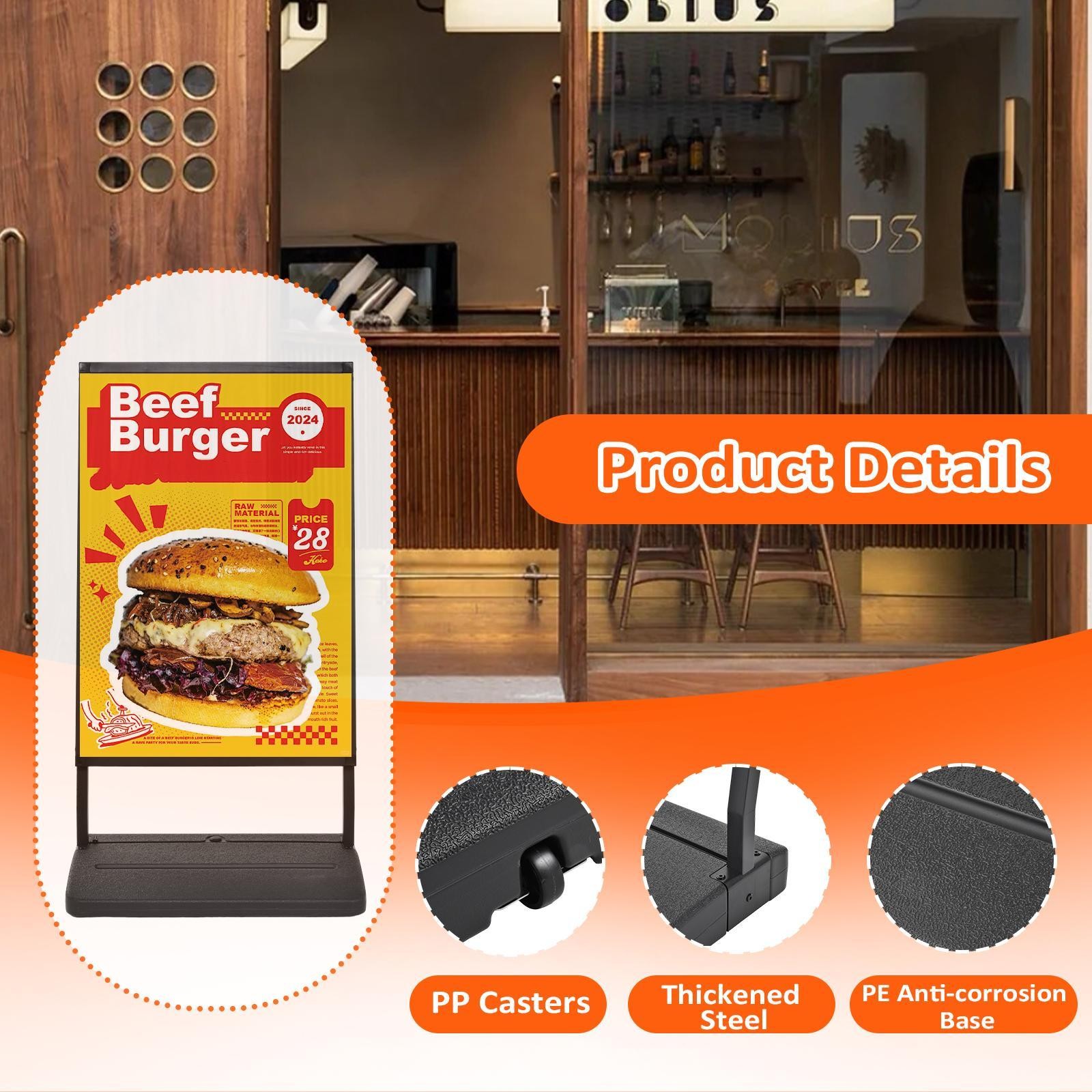 24″x36″Heavy-Duty Double-Sided Floor Standing Sign Holder Outdoor/Indoor Display