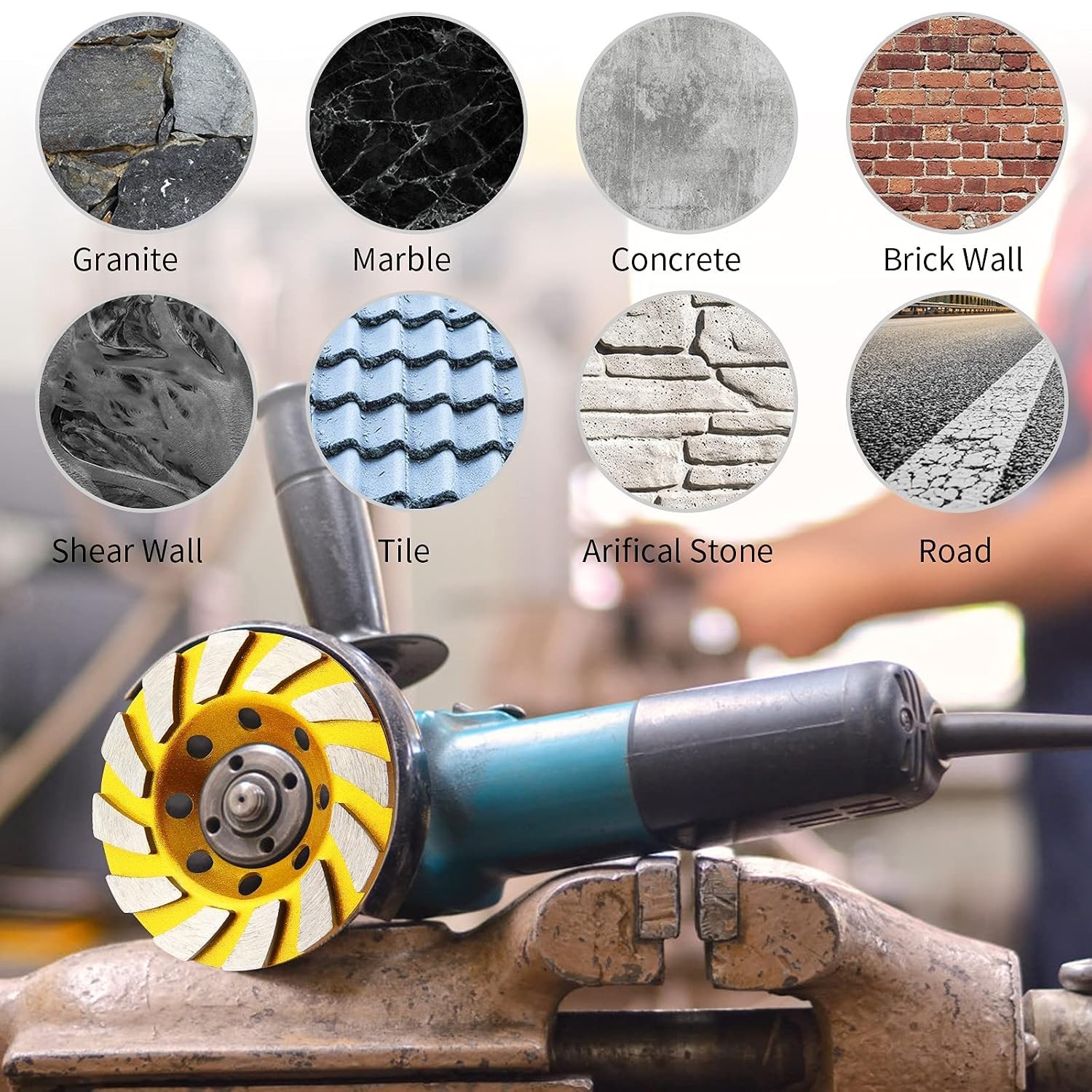 4-Inch Diamond Cup Grinding Wheel Set – 3 Heavy Duty Segs for Concrete Grinding