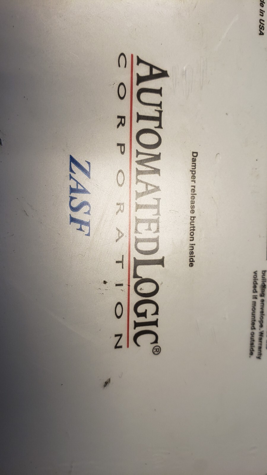 ALC Automated Logic Corporation ZASF Secondary VAV Damper Terminal Box Control
