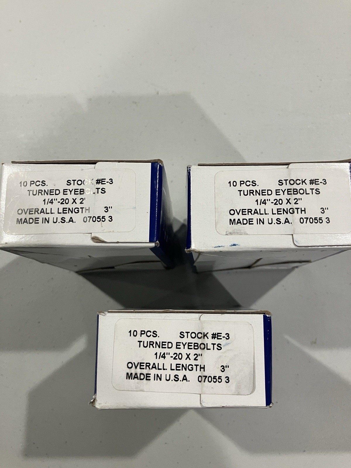 CHICAGO HARDWARE 3 BOXES 10 PCS PER BOX TURNED EYEBOLTS 1/4”-20×2” OVERALL 3”LTH