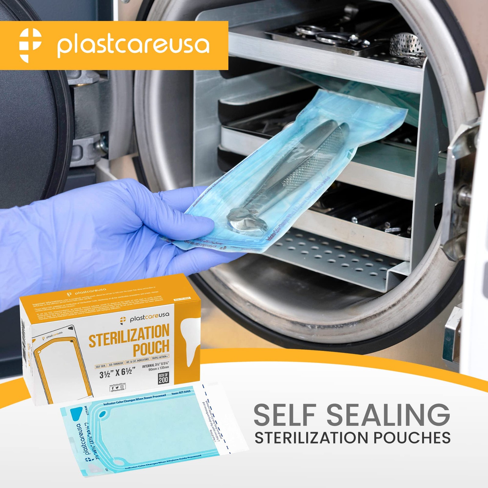200 3.5 X 5.25 Self Sealing Sterilization Pouches – Autoclave Sterilizer…