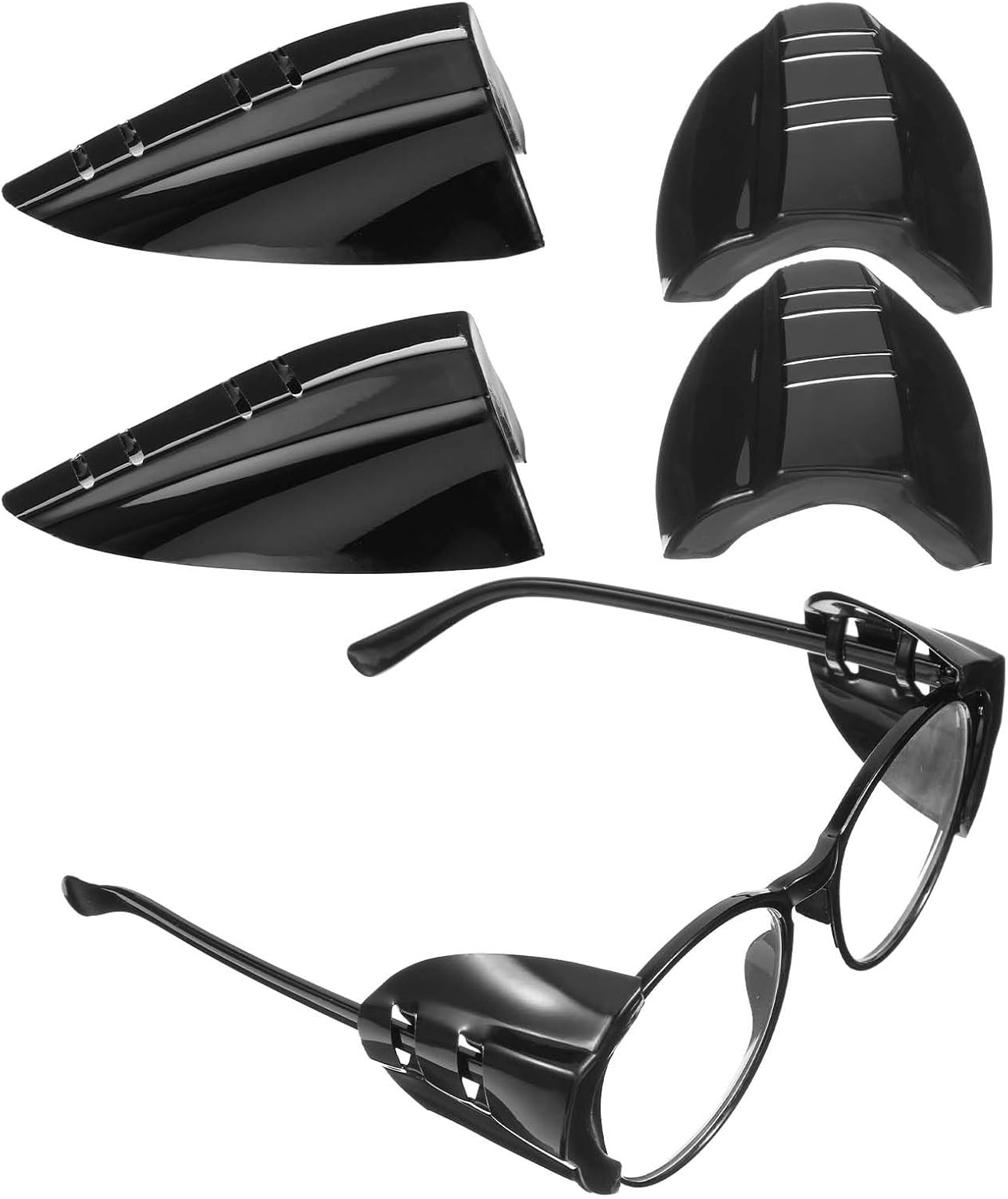 2 Pairs Black Side Shields for Glasses Flexible Protective Eyewear Covers