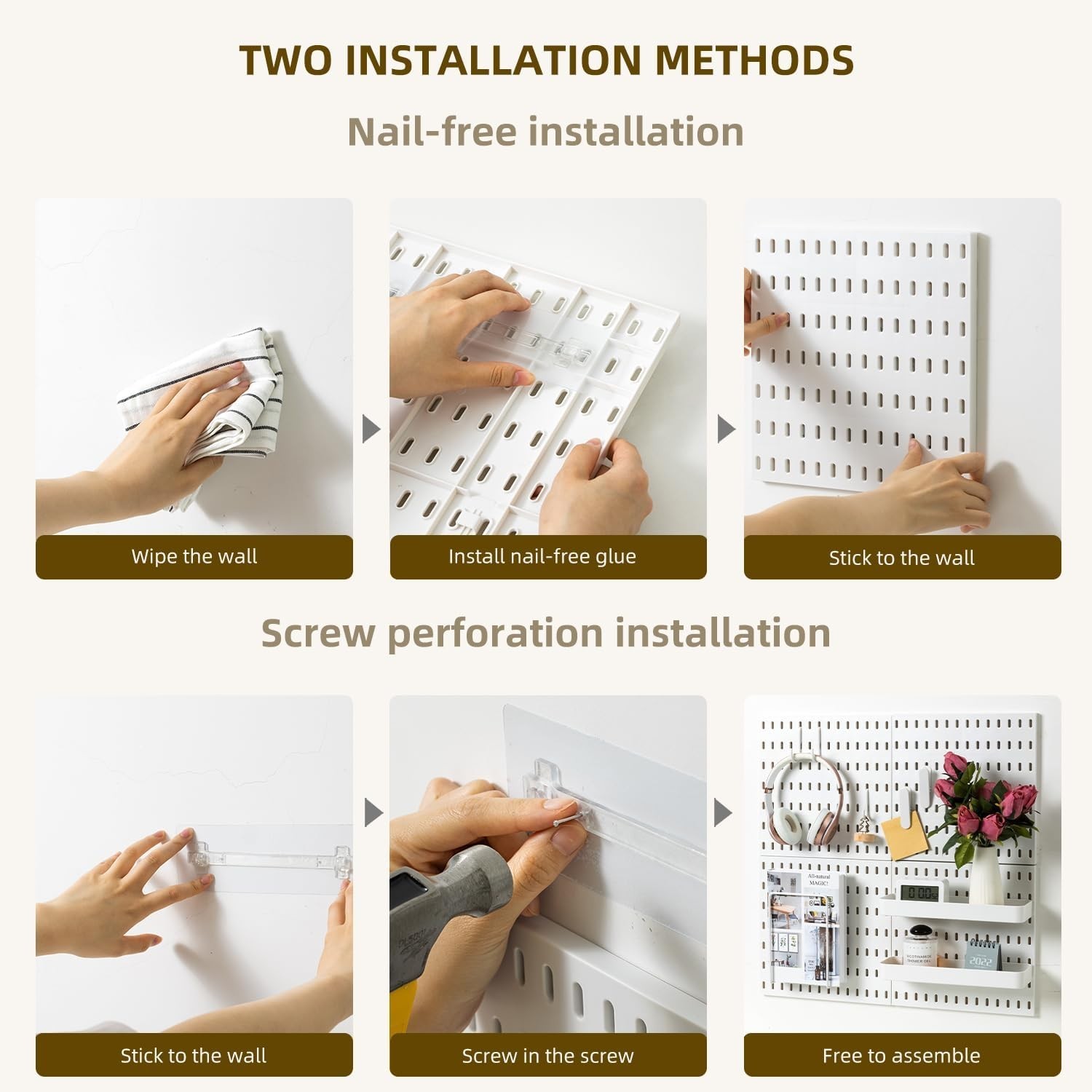 Pegboard Combination Wall Organizer Kit, 4 Pieces Pegboards and 17 Accessorie…