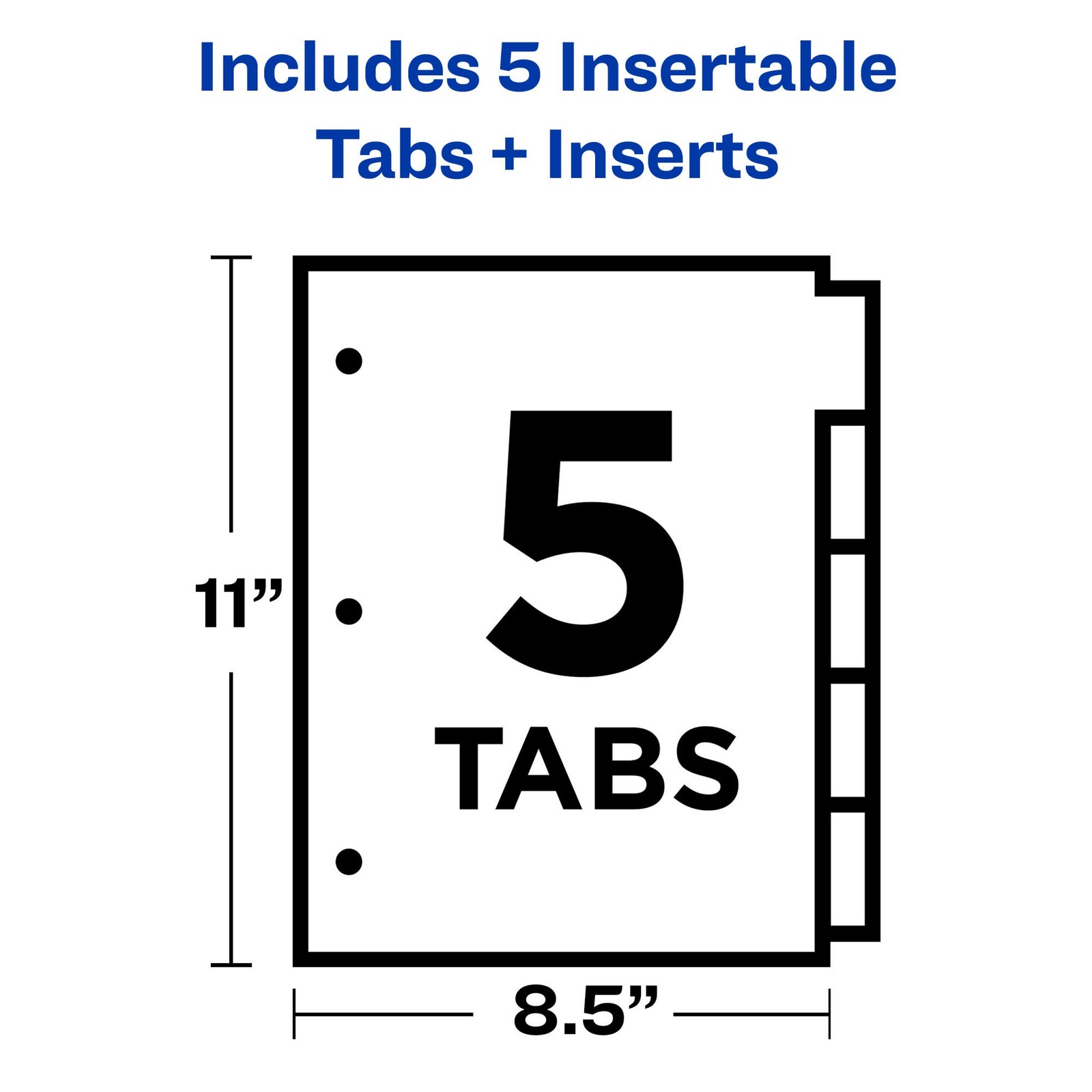 Insertable Dividers, 8-1/2″x11″, 5 Tab, Clear Tab, Buff Paper, 1 Set (11466)