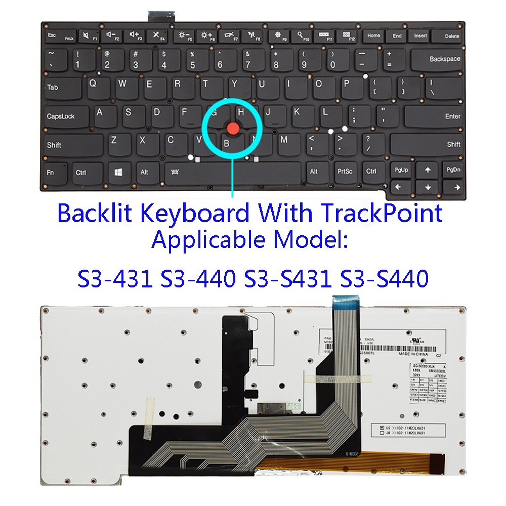 For Thinkpad S3-431 S3-440 S3-S431 S3-S440 Backlit Keyboard W/ TrackPoint *le