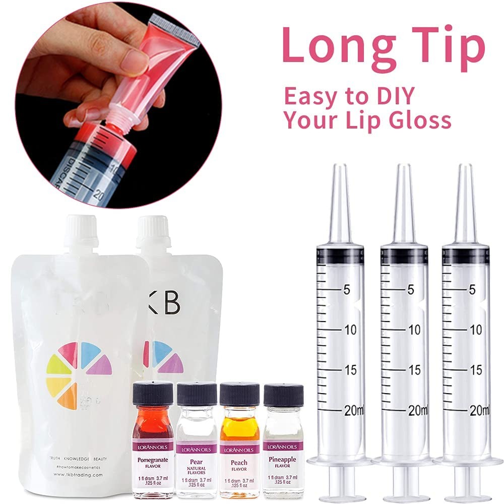 4 Pack 20ml & 60ml Plastic Syringe, Large Syringes Without Needle for Scientific