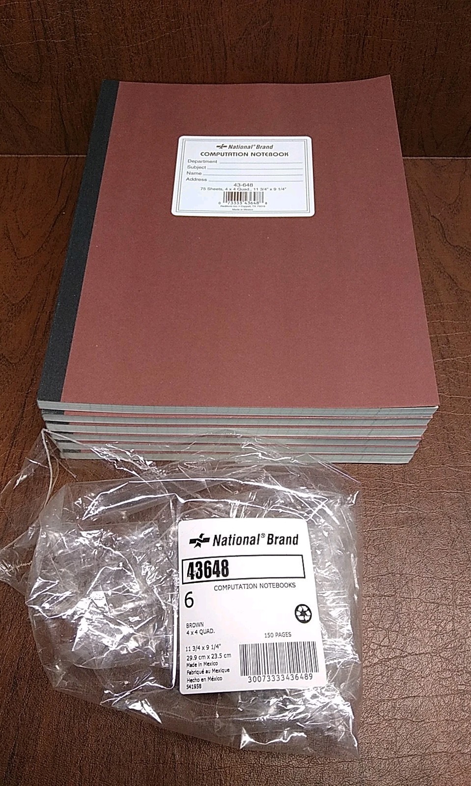 National Computation Notebooks 6 Pack 11.75×9.25 Graph Brown 43648 4 X 4 Quad.