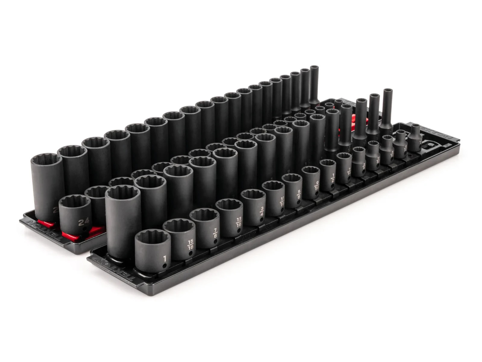Tekton 3/8 Inch 12 Point Impact Socket Set, 68 Piece (1/4-1 Inch, 6-24 Mm)