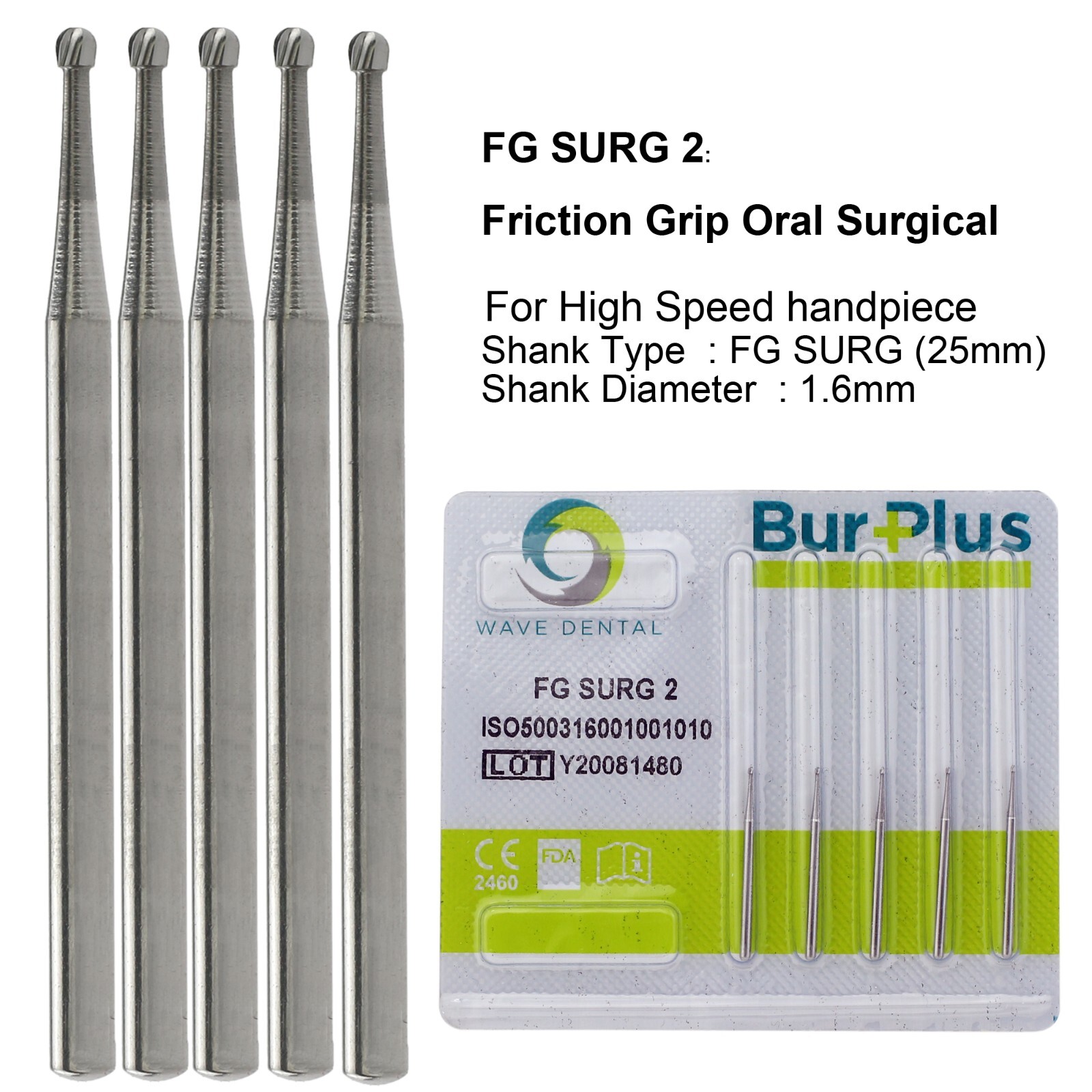 Wave Dental Surgical Bur Round 1/4 1/2 2 4 6 8 1 Carbide Bur FG High Speed 25mm
