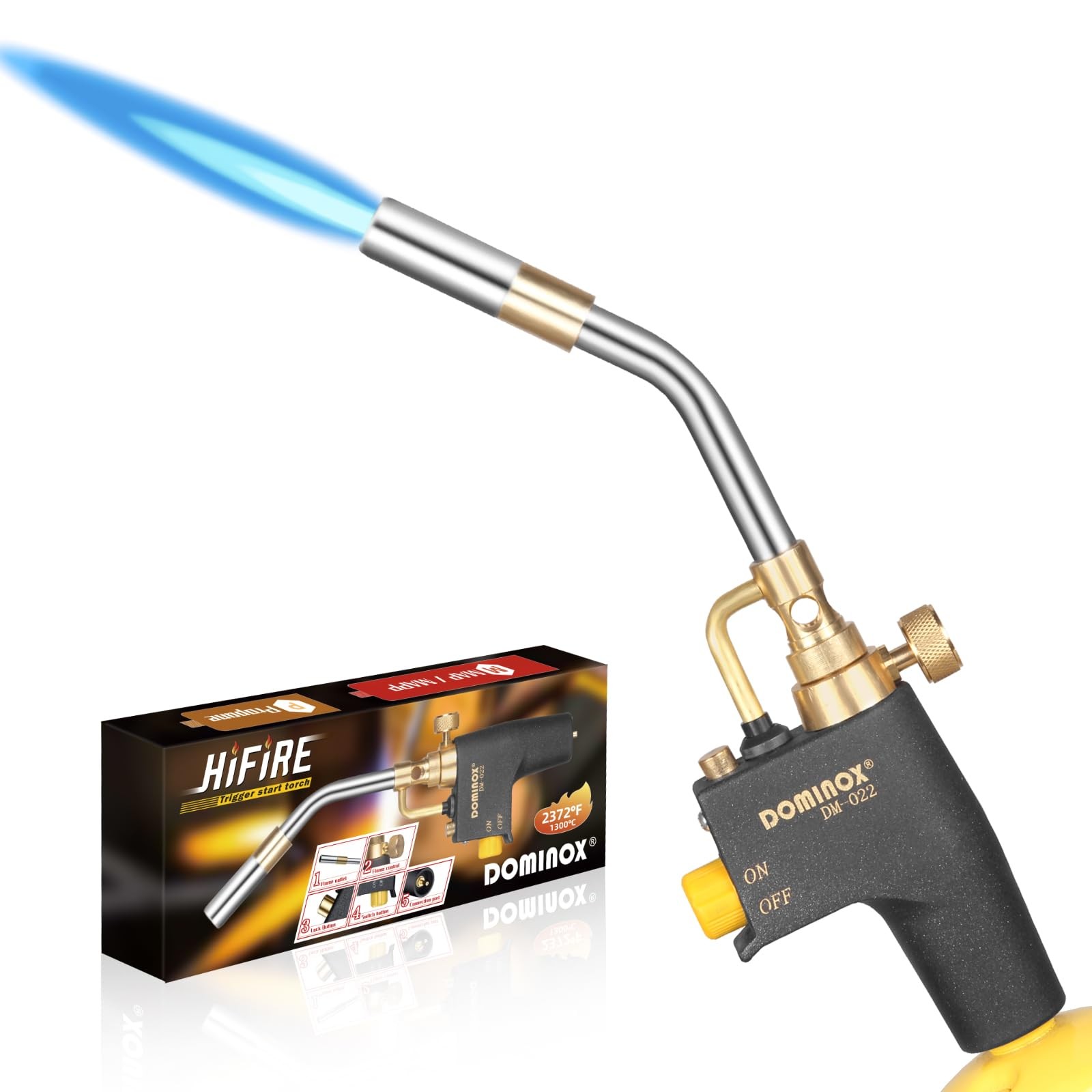DOMINOX Propane Torch Head, High Intensity Head Trigger Start Gas Black
