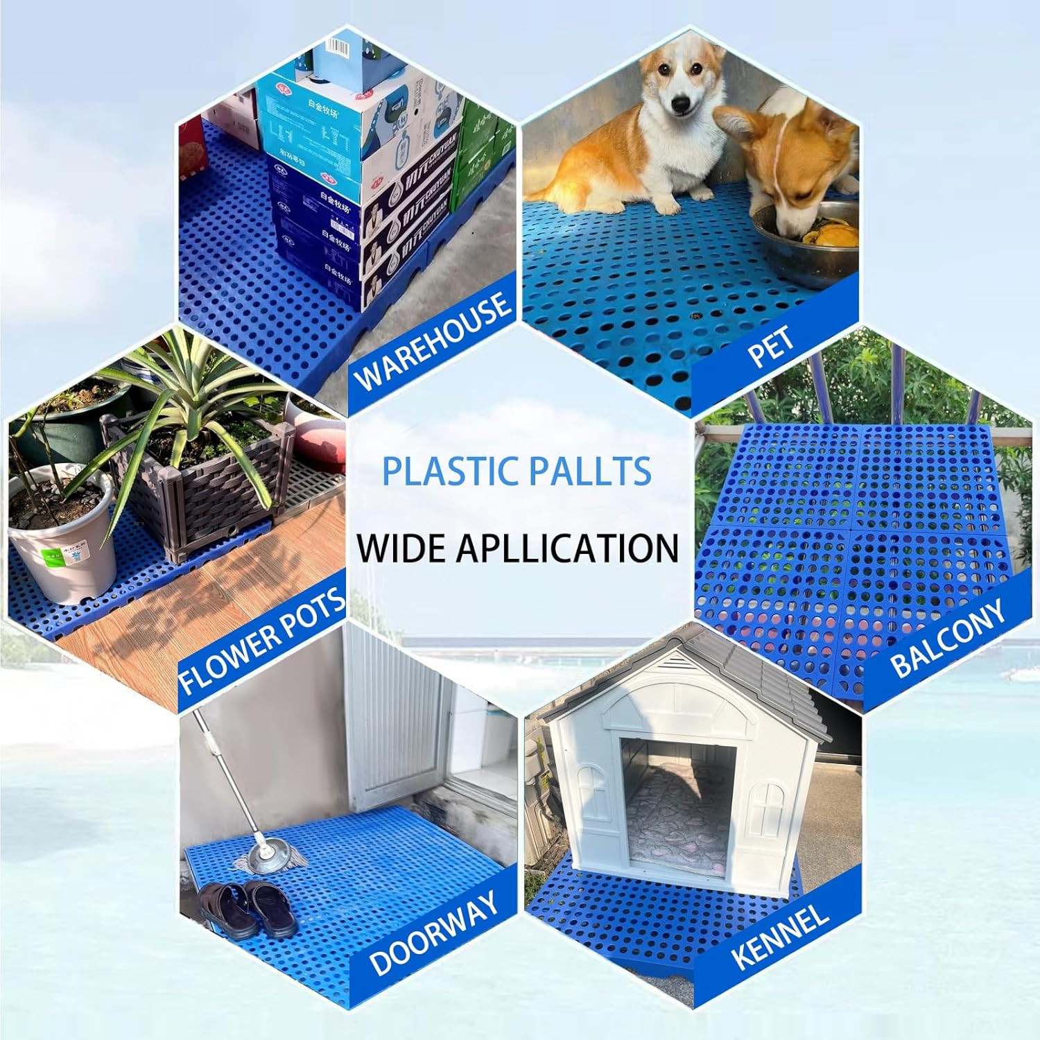 Nestable Lightweight Waterproof Plastic Pallets for Storage (Set of 4)