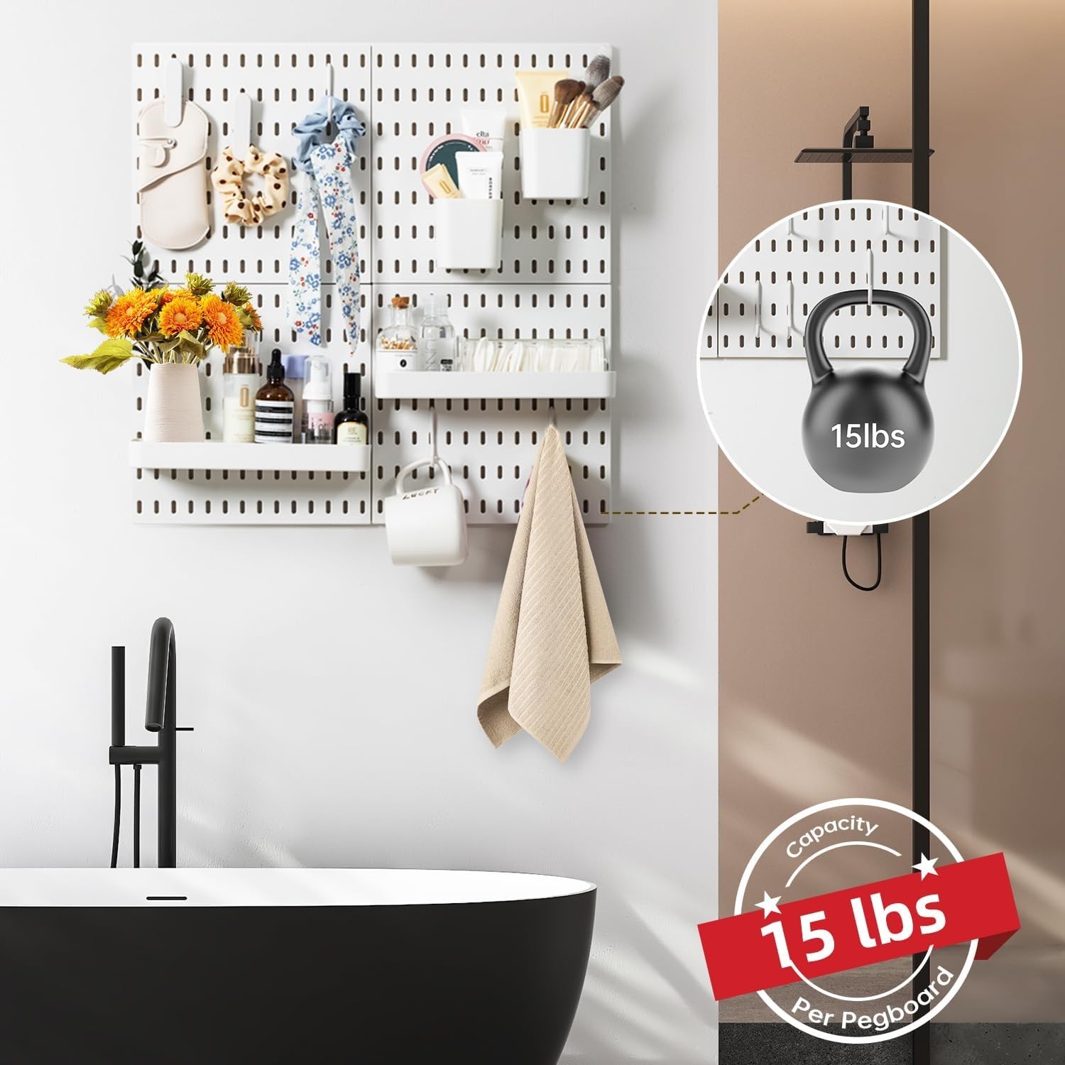 Pegboard Combination Wall Organizer Kit, 4 Pieces Pegboards and 17 Accessorie…