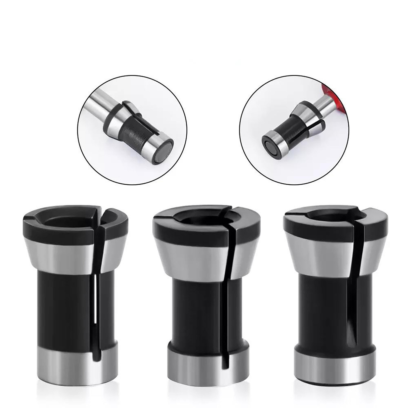 Premium Material 3pcs Router Bit Collet Chuck Clamping Adapter for CNC Engraving