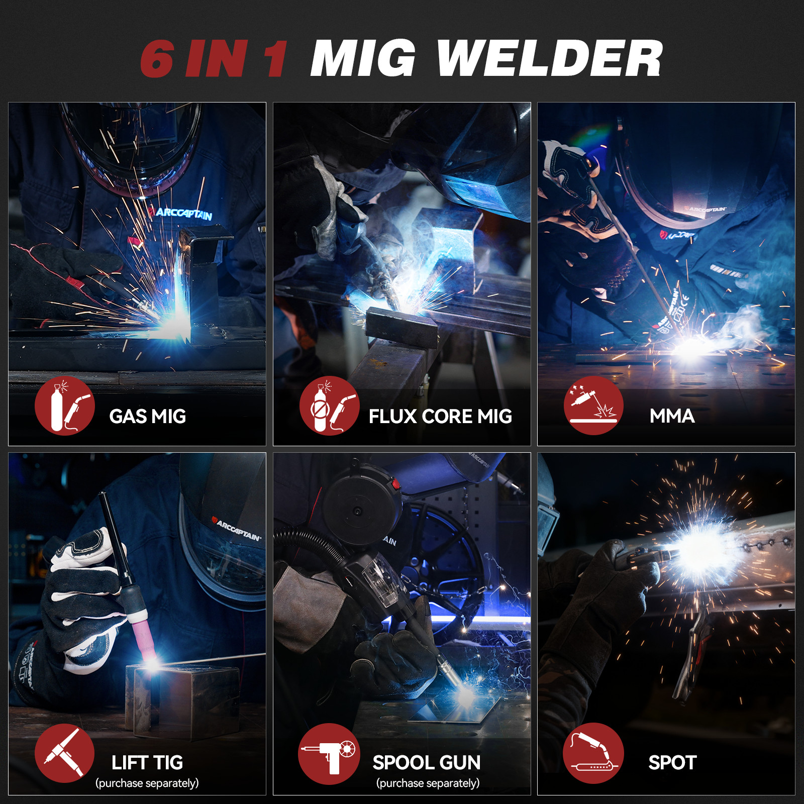 2026 ARCCAPTAIN MIG Welder 200A Upgraded 6 IN 1 Welding Machine 110V/220V