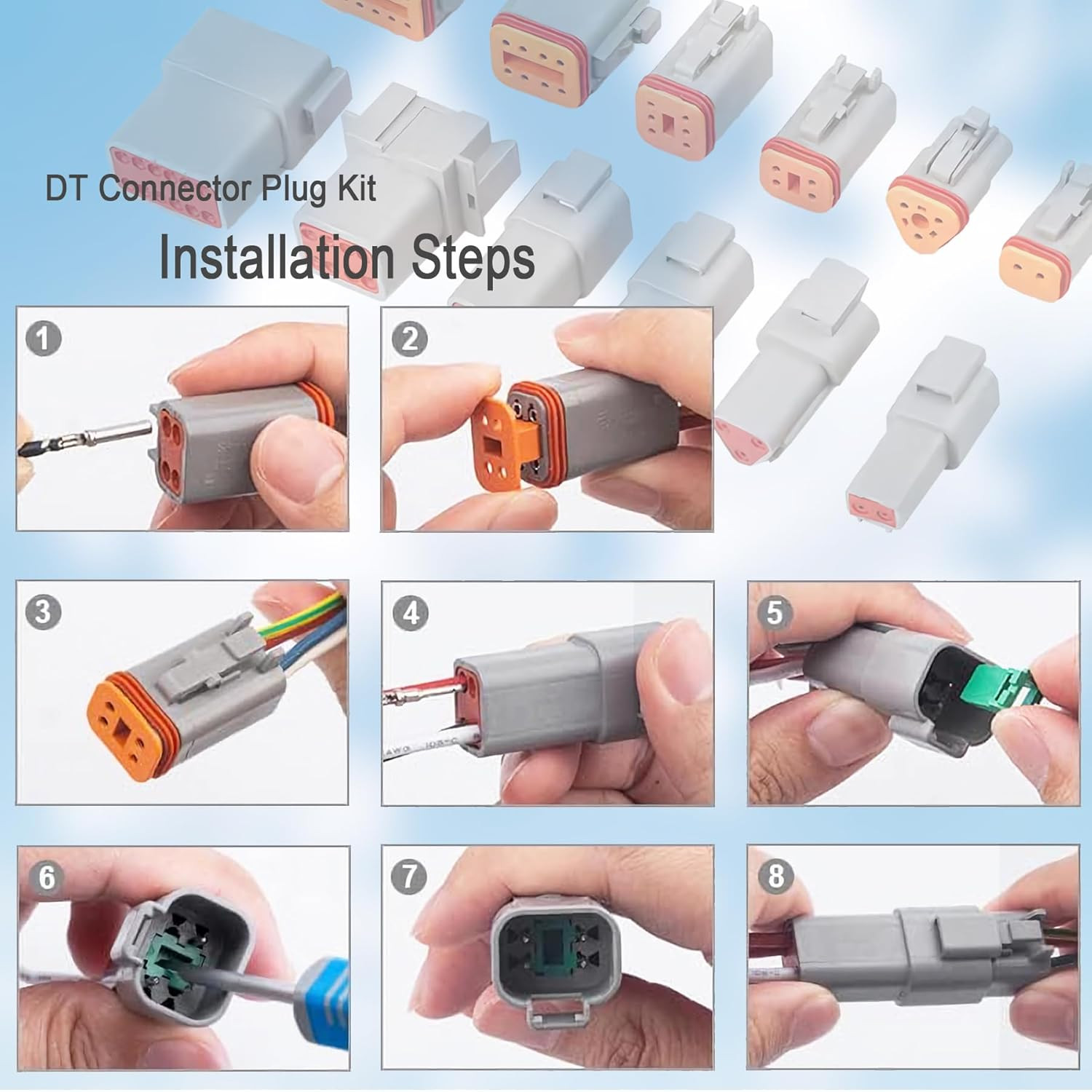 Deutsch DT 2 Pin Connector Kit Waterproof Male Female Plug Socket Quick Disc…