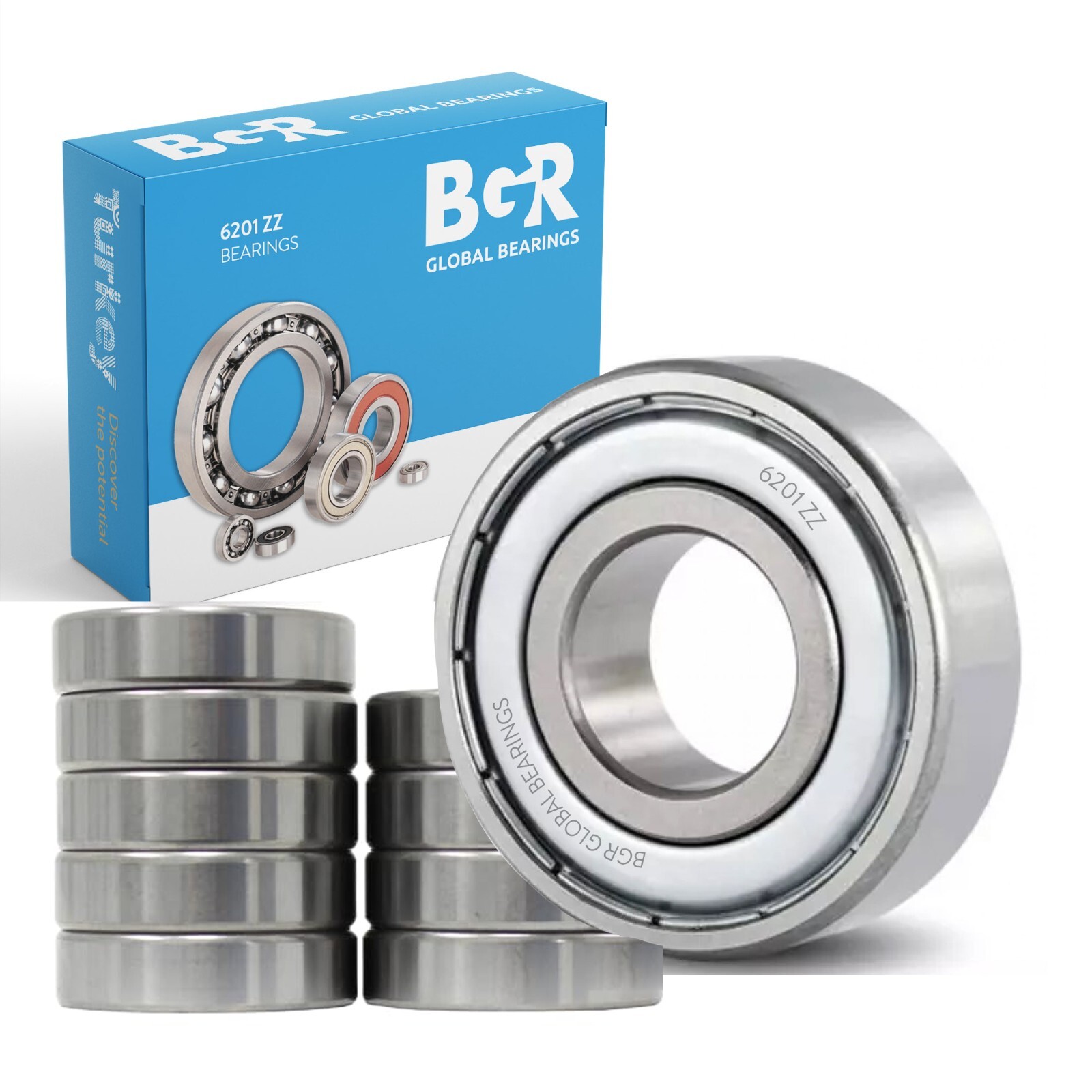 BGR 10 pcs 6201 ZZ Lubricated Chrome Steel Sealed Ball Bearing, 12x32x10 mm