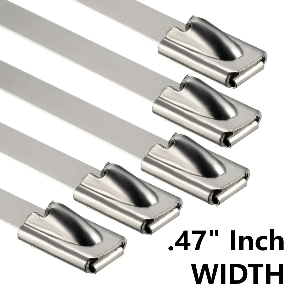 12-18″ 100-200pc INDUST. GRADE 400lb-12MM Heavy D Stainless Steel Zip Tie Cable