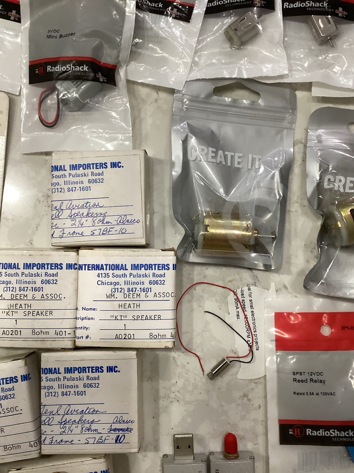 Potentiometer Relays Motor Speakers Piezo Buzzer Lot Radio shack NOS