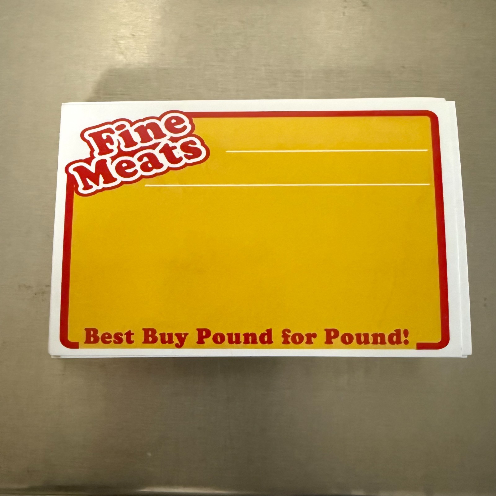 Fine Meat Retail Shelf Signs Price Card- 5.5″W x 3.5″w-100 pcs Coated card stock