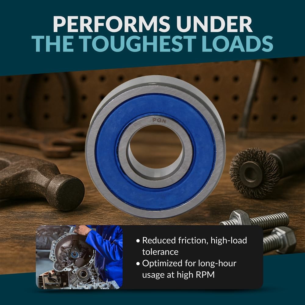PGN 4 Pack 6200-2RS Bearing – Lubricated Chrome Steel Sealed Ball Bearing – 1…