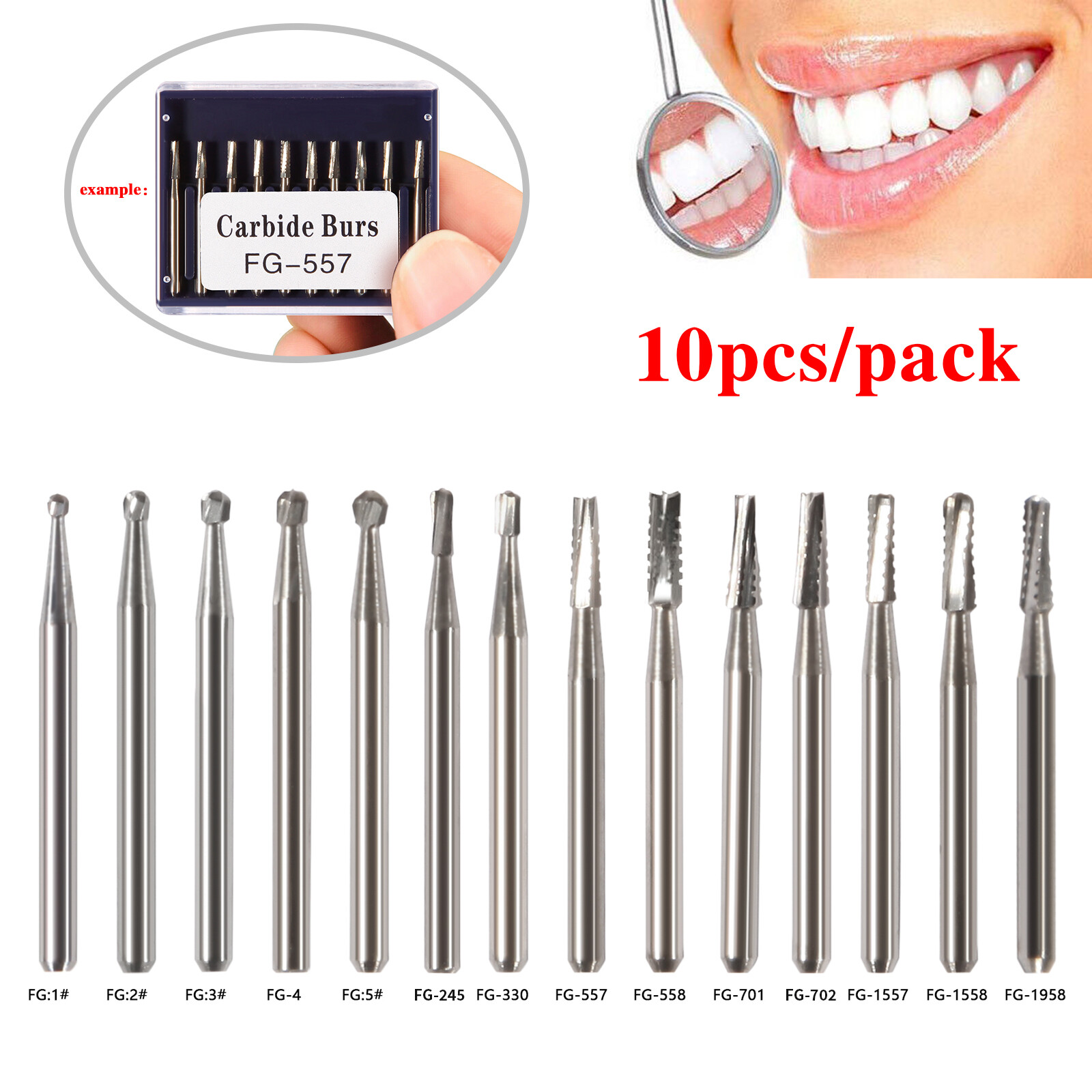 10-100PCS Dental Tungsten Carbide Inverted Cone FG Bur FOR High Speed Handpiece