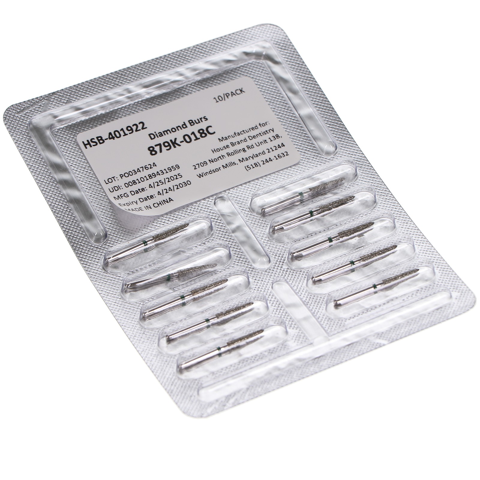 House Brand Dentistry FG 879K-018C Gingival Curettage Coarse Diamond Burs 10/Pk