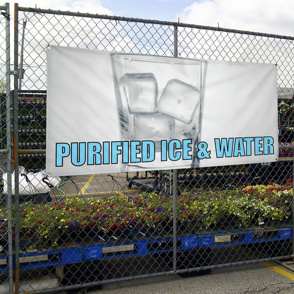 Vinyl Banner Multiple Sizes Purified Ice & Water Advertising Printing Outdoor