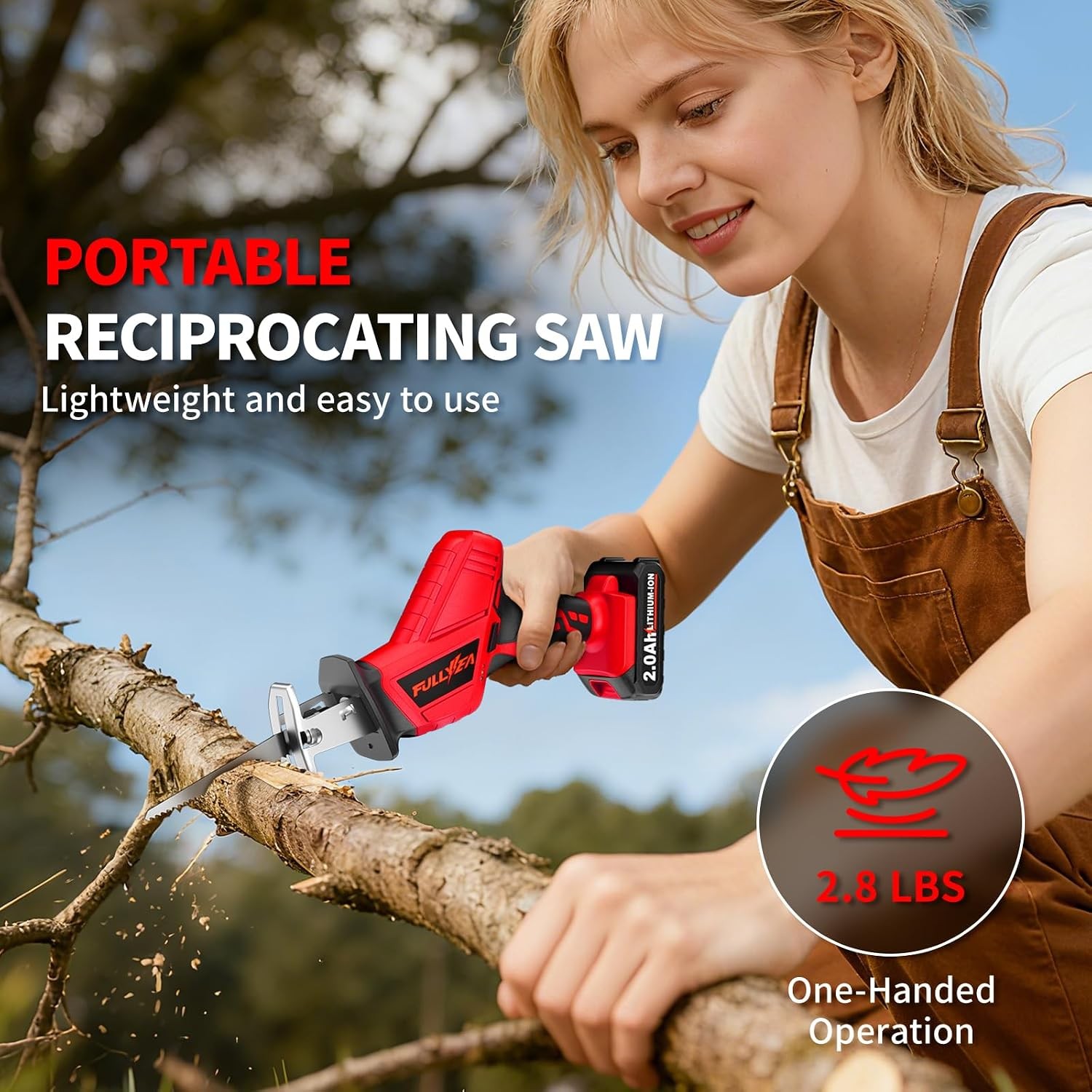 Cordless Reciprocating Saw, 0-3500SPM, 4 Blades, Tool-Free, Wood/Metal