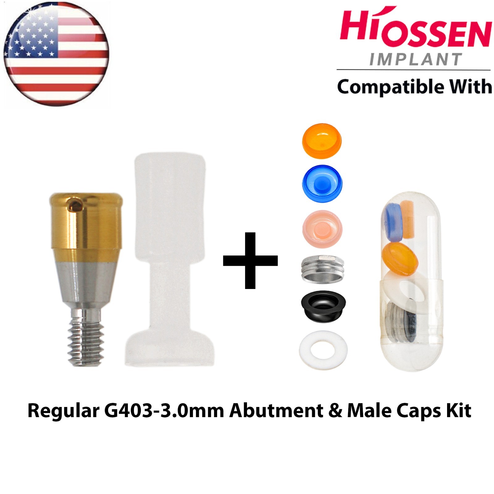 US Dental Locator Abutment Mini Regular 3/4/5mm Male Caps Kit For Hiossen Osstem