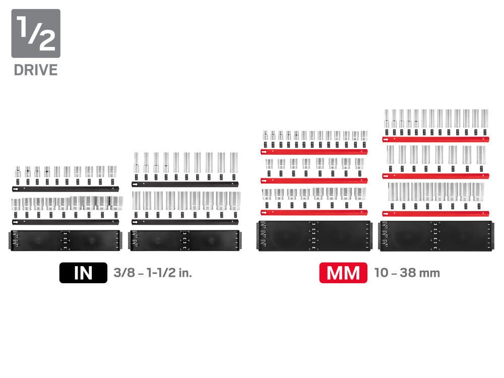 Tekton 1/4, 3/8, 1/2 Inch 12 Point Socket Set, Rails And Trays (214 Pieces)