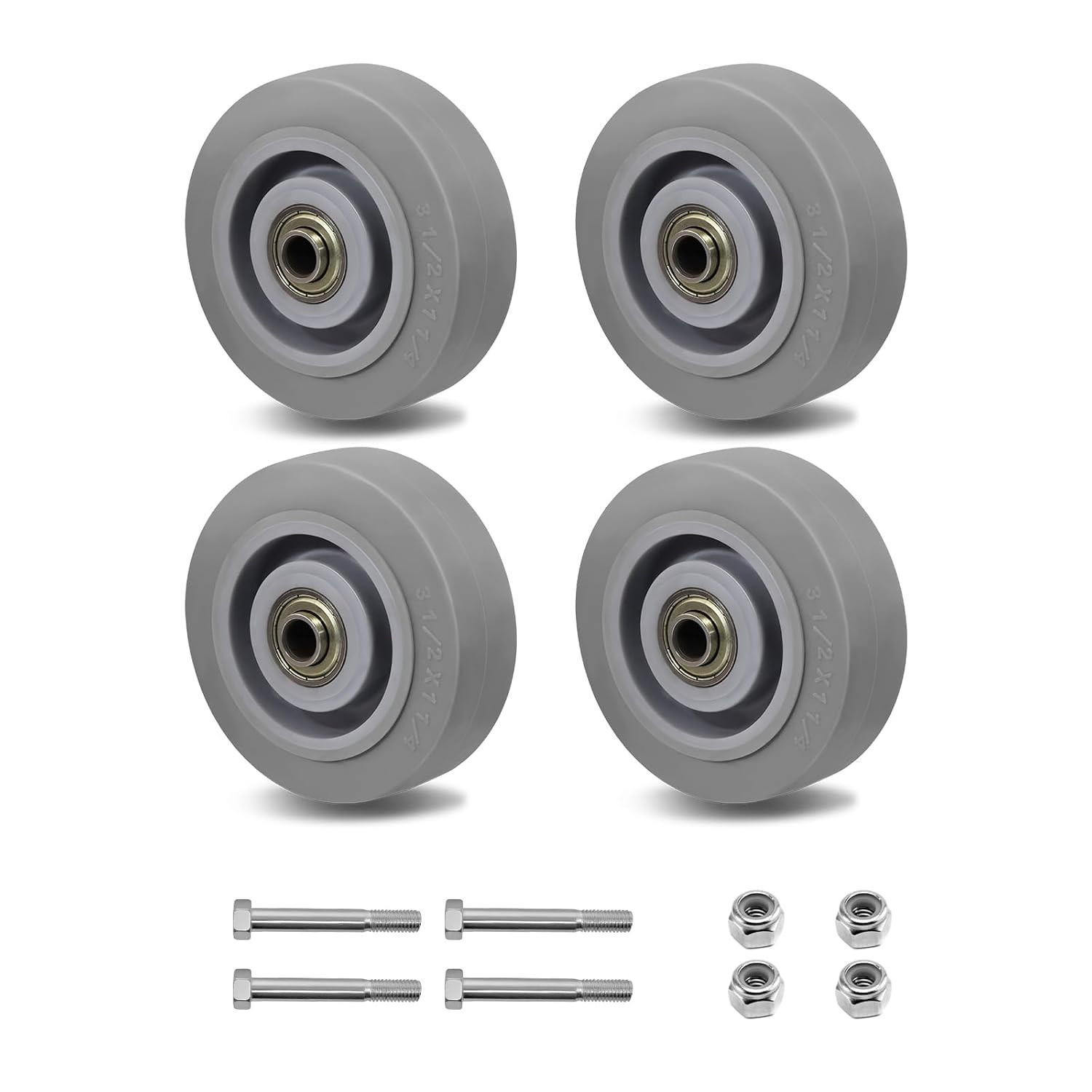 4 Inch Thermoplastic Rubber Caster Wheels (Set of 4) – Heavy Duty, Precision Bea