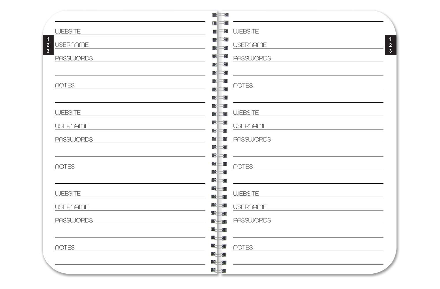 Password Book Organizer, 3.5″ x 5.25″ Wire-O, 120 Pages