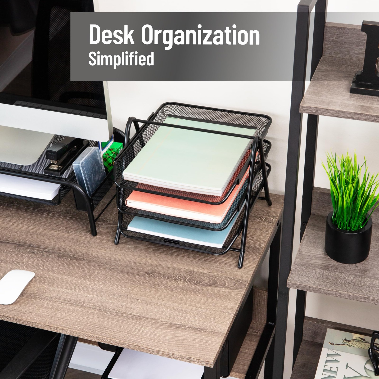 Mind Reader 3-Tier Paper Tray, Desktop Organizer, File Storage, 1 Pack, Black