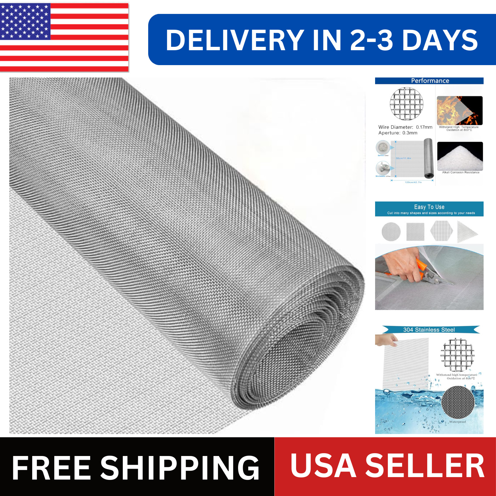 Wire Mesh Stainless Steel Filter Screen Sheets 30X120Cm 30 Mesh Fine Woven Wire.